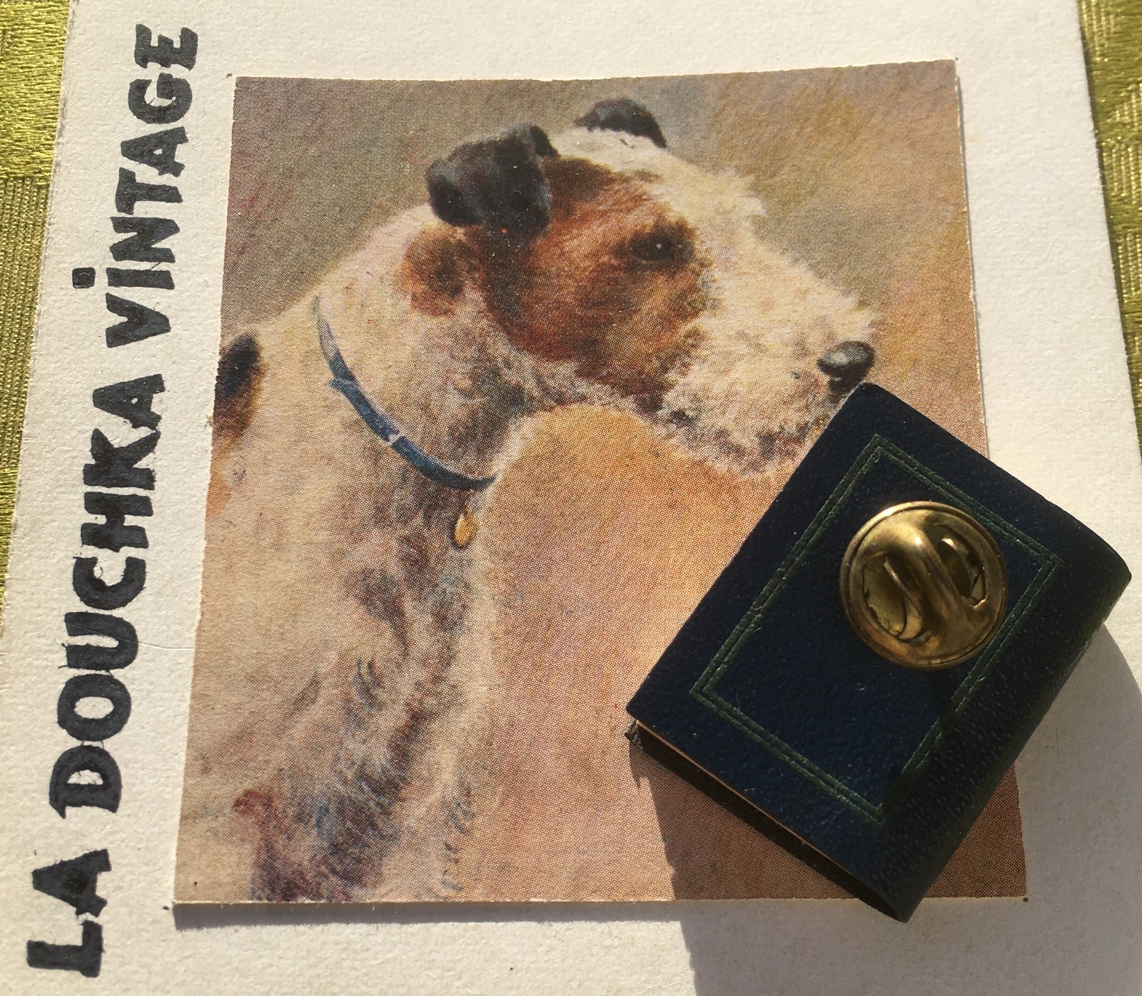FRENCH RARE 1970s ANIMAL RIGHTS PIN BROOCH~SMALL BOOK SHAPE~UNIQUE VINTAGE GIFT