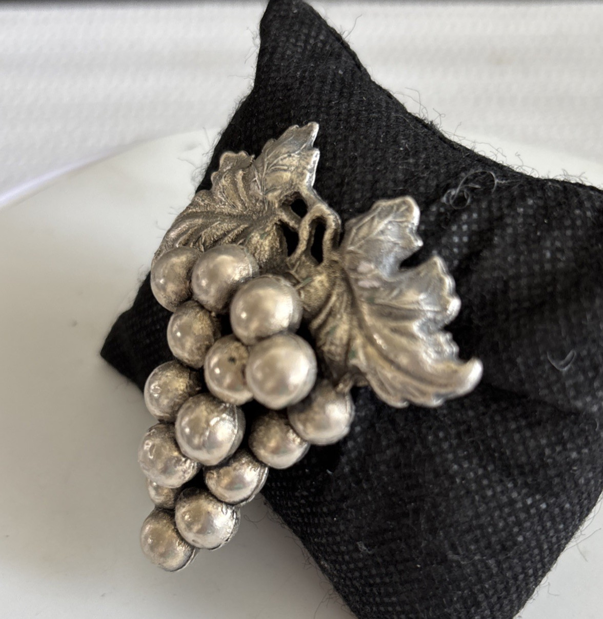 Vintage Sterling Silver Grape Cluster Layered 2 Inch Brooch