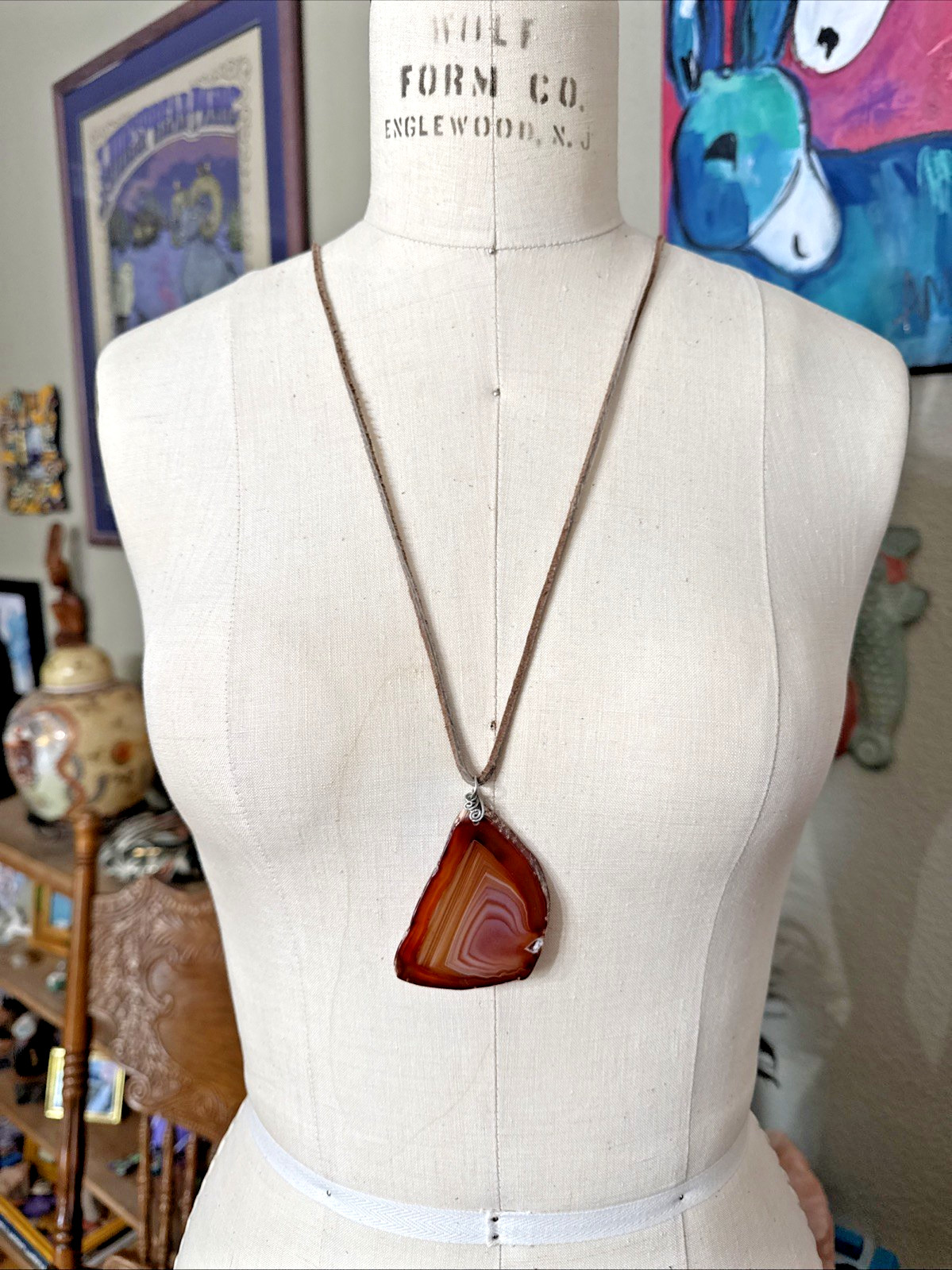 AMAZING BROWN AGATE SLICE NECKLACE oneofakind Boho Festival Earthy Nature Hippie