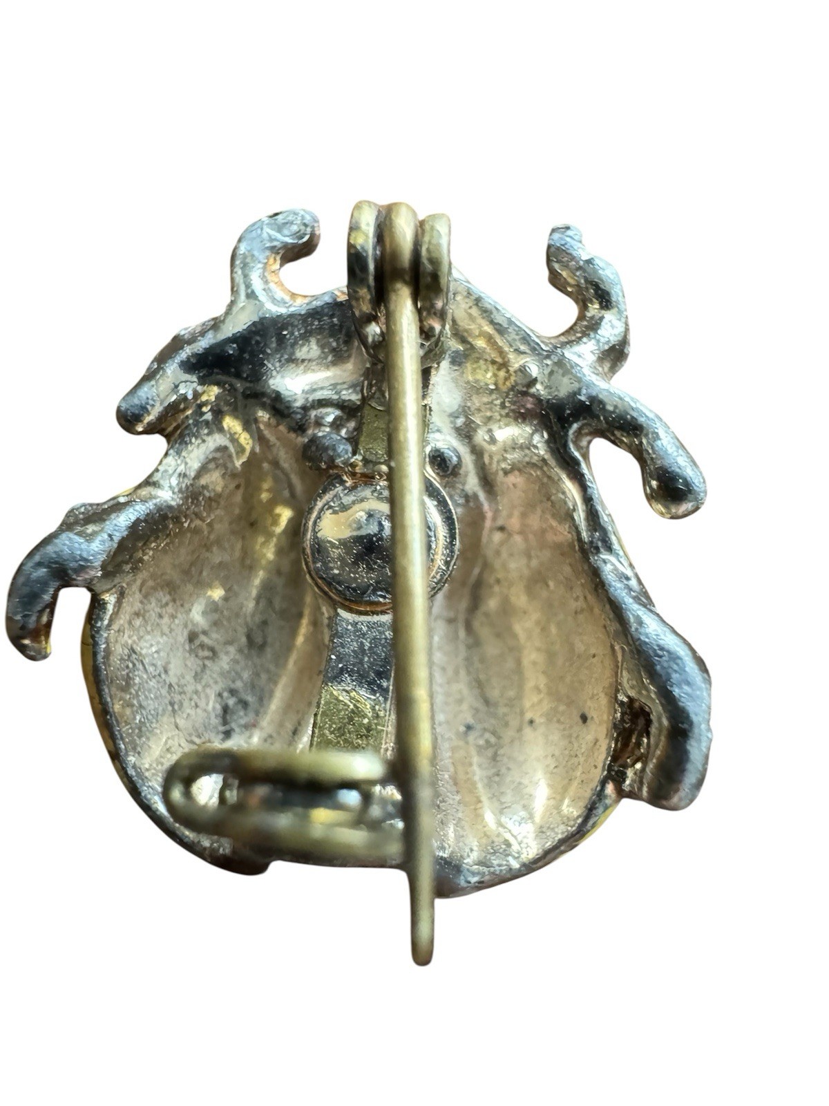 Set of 2 Vintage Small Silver Tone Ladybug Brooch Pins, Almost 1 Inch, Fair Cond
