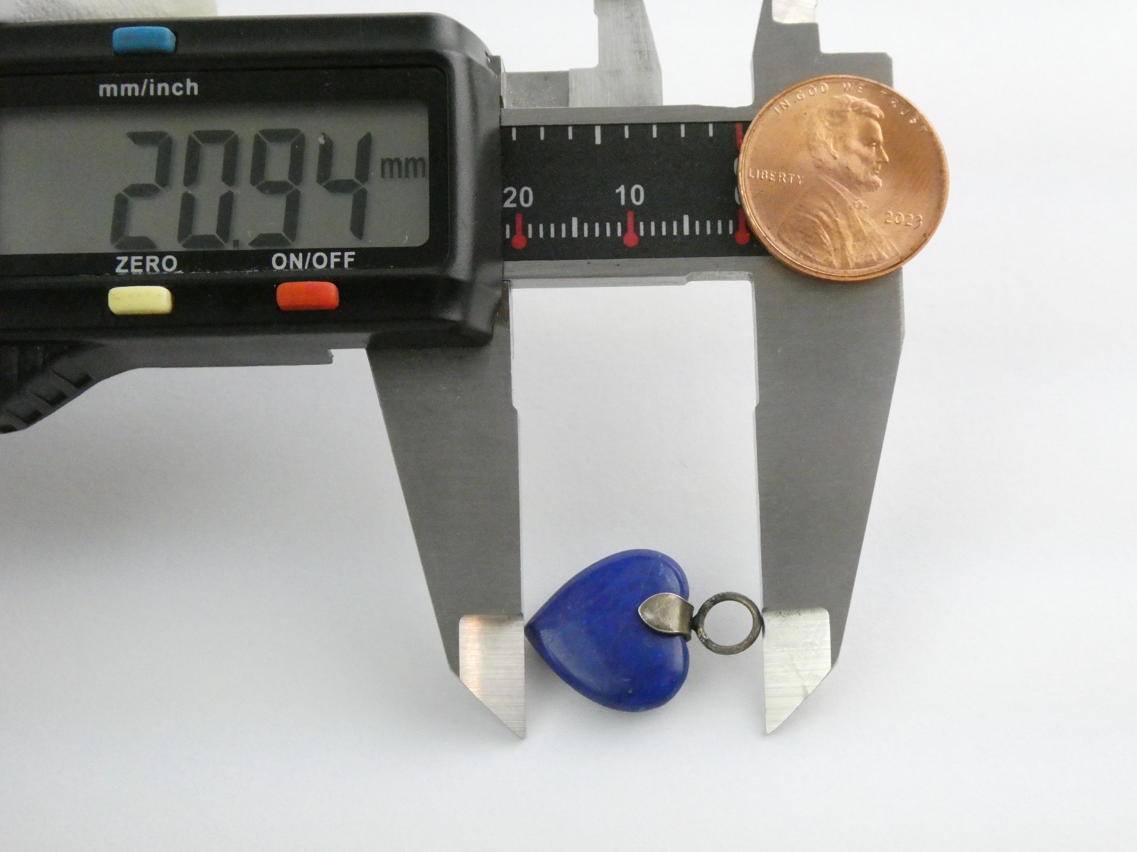Sterling Silver Lapis Lazuli Heart Charm 1.9g NEEDS BAIL .75 Inch Length