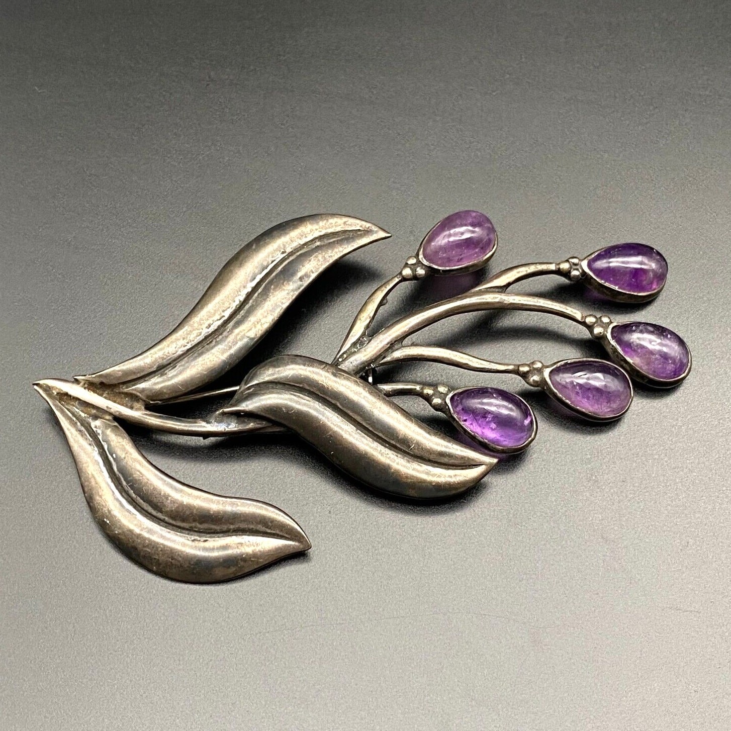 Vintage Amethyst 980 Sterling Silver 103 Pin Brooch