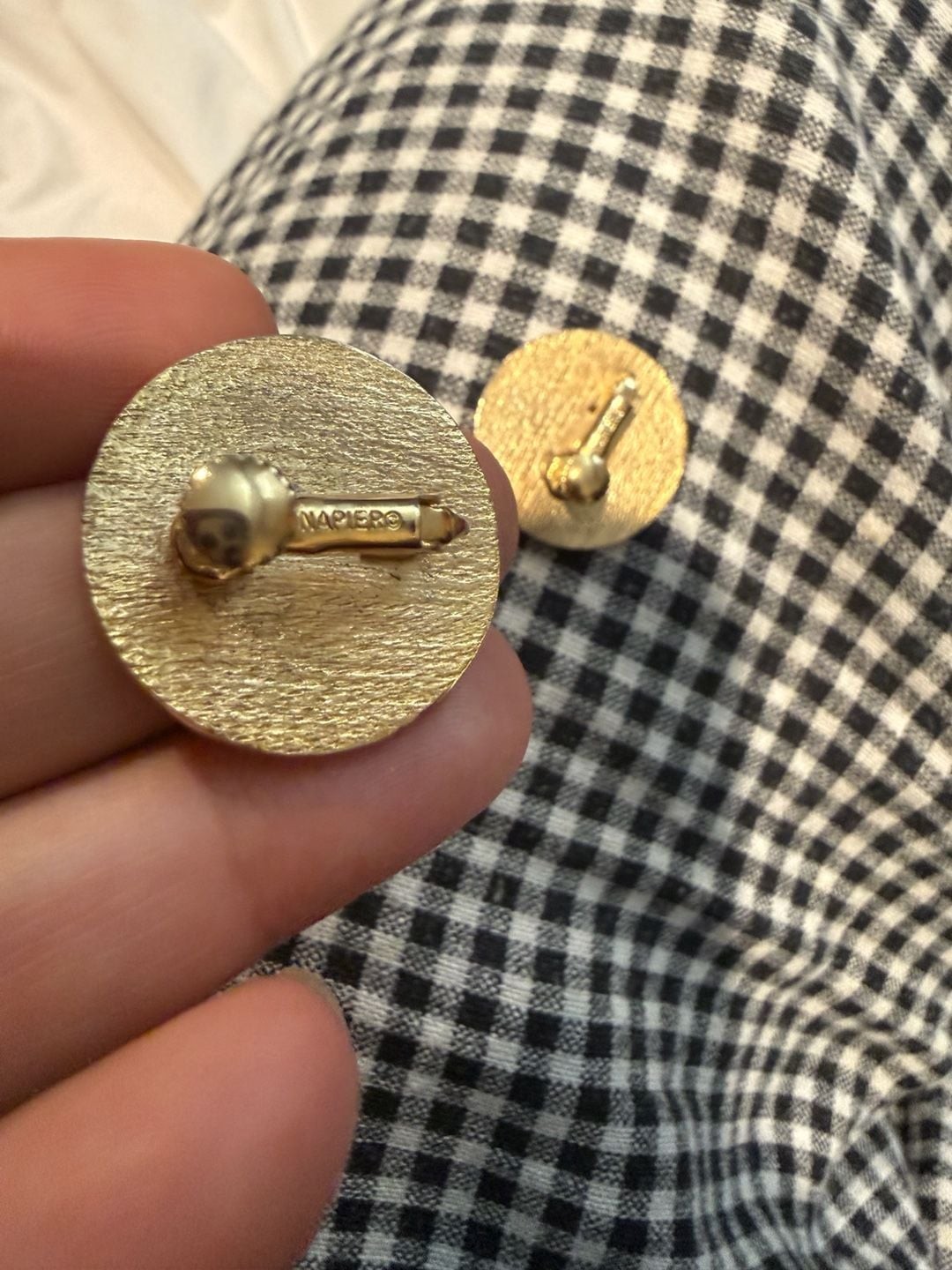 Vintage Napier Gold Tone Enamel Circle ScrewbackEarrings