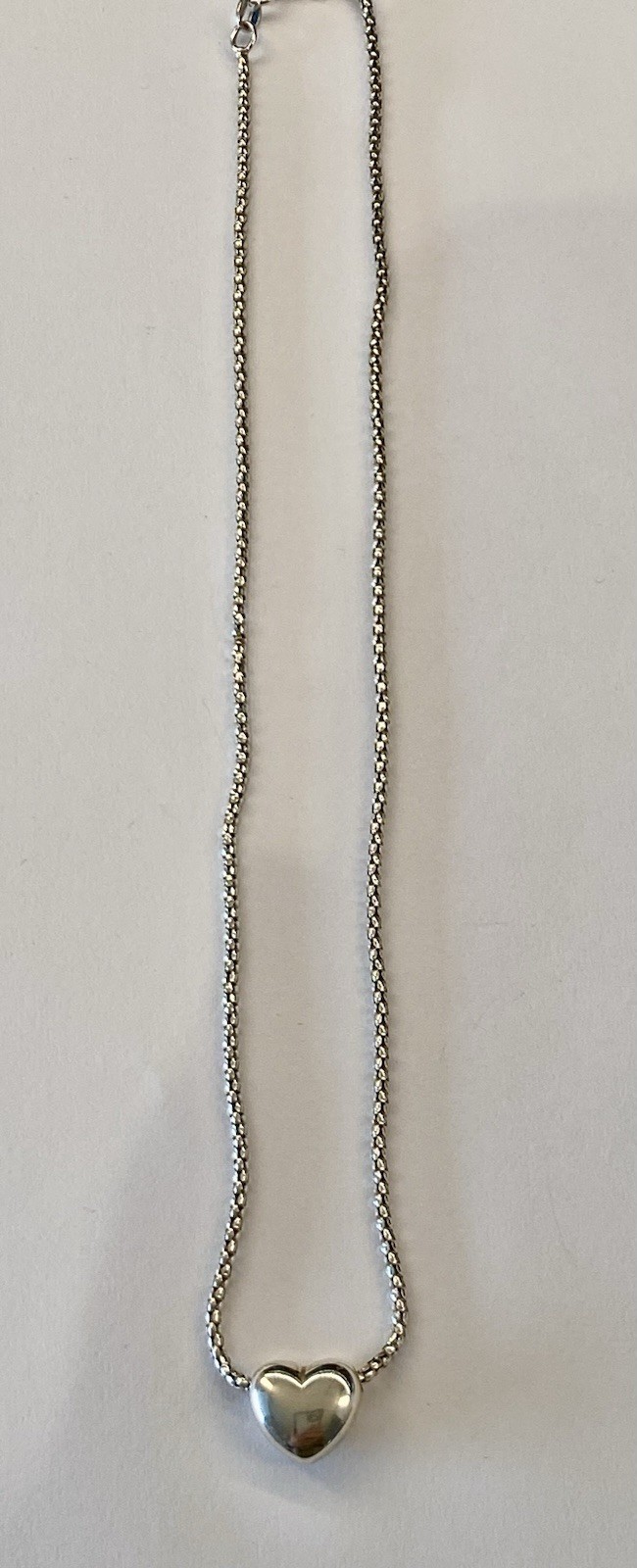 Vintage Sterling Silver Puff Heart Necklace *NOS*