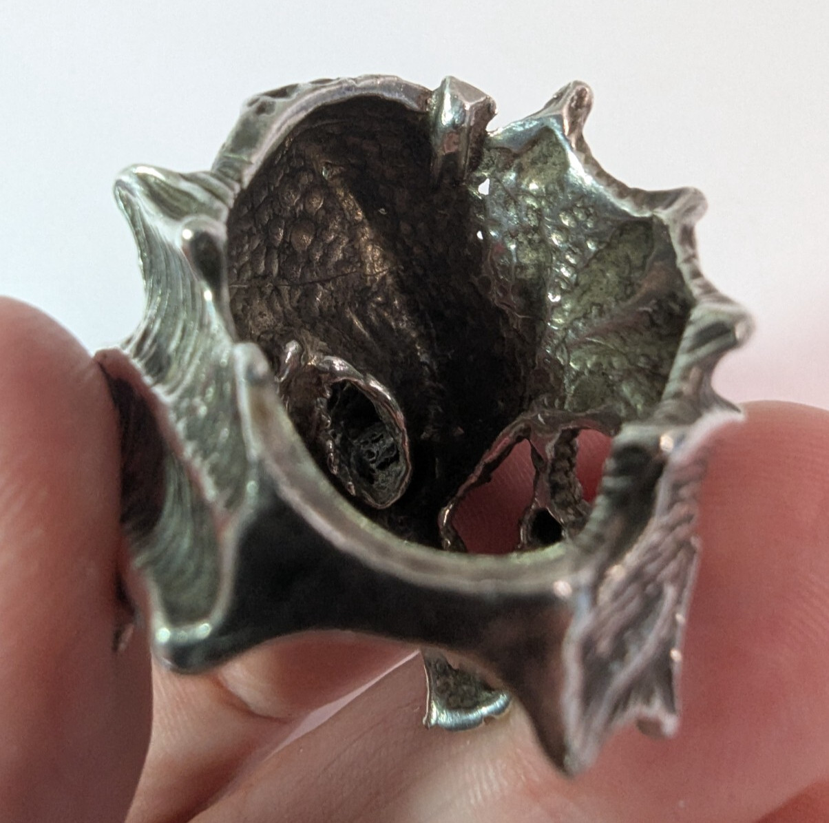 Vintage Pewter or Silver Flying Dragon Biker Ring Size 7