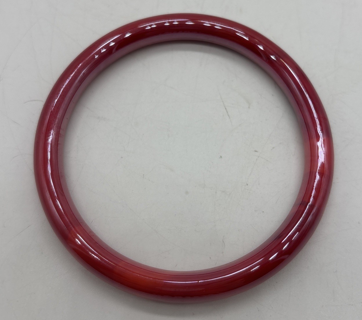 Vintage Lot Of 2 Glass Bangle Bracelets Red Black Iridescent Small Adult