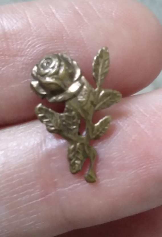 Vintage Brass Rose Lapel Pin