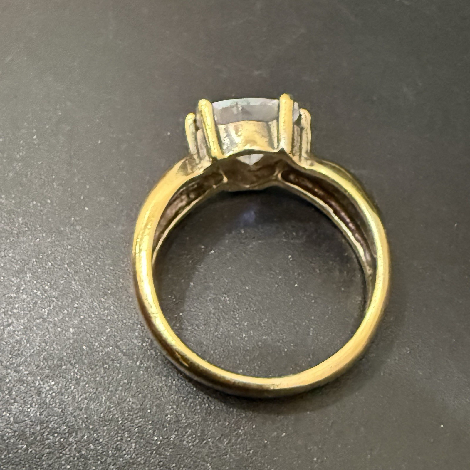 UTC 925 Vermeil Gold Over Sterling Silver Mystic Topaz Trillion Cut Ring Size 8