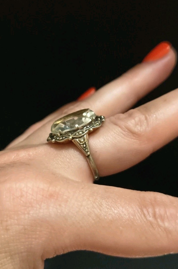 Vintage Gilt Silver Engagement Ring 875 soviet Women’s Jewelry
