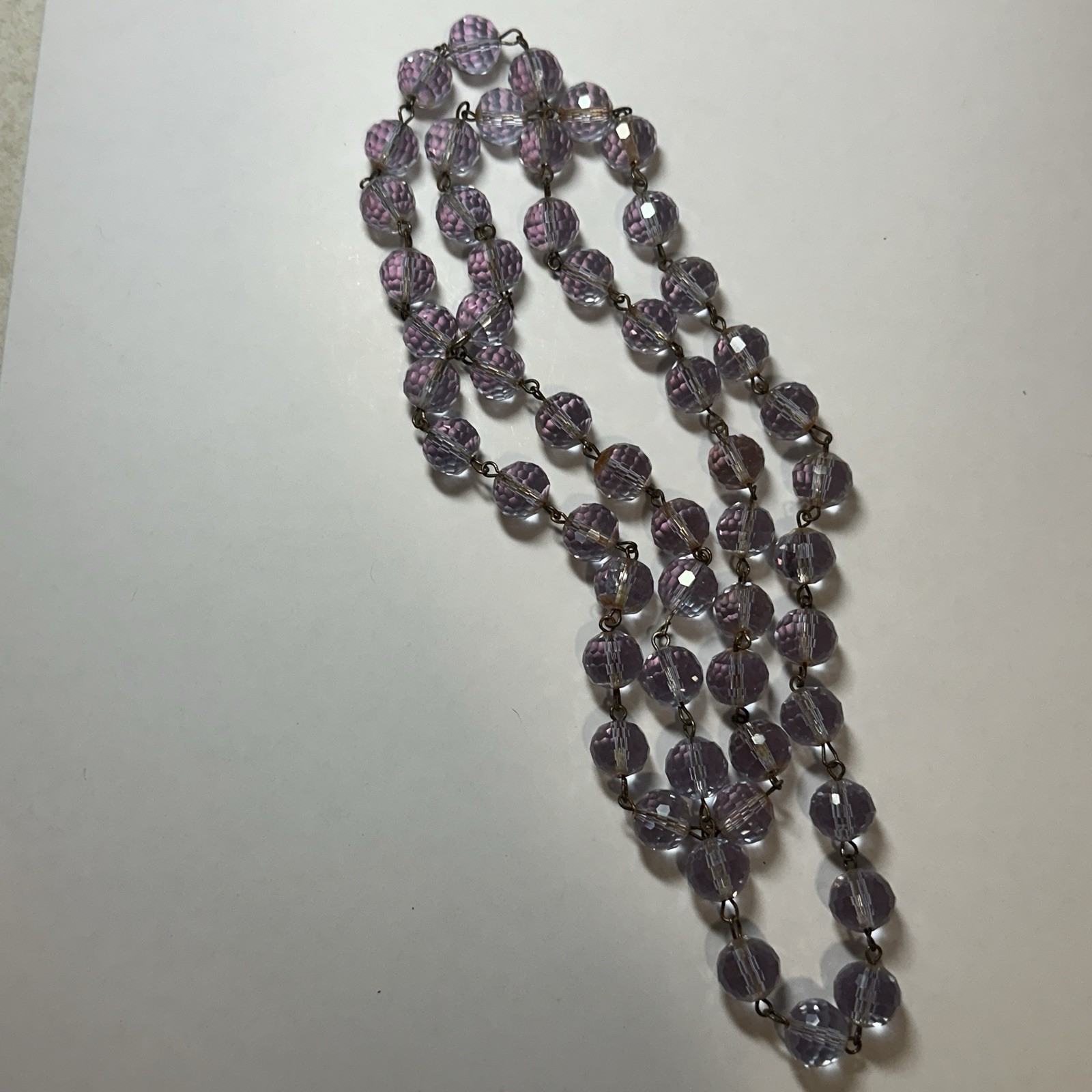VTG Neodymium Glass Necklace Color Changing Alexandrite 54 Faceted Beads Czech