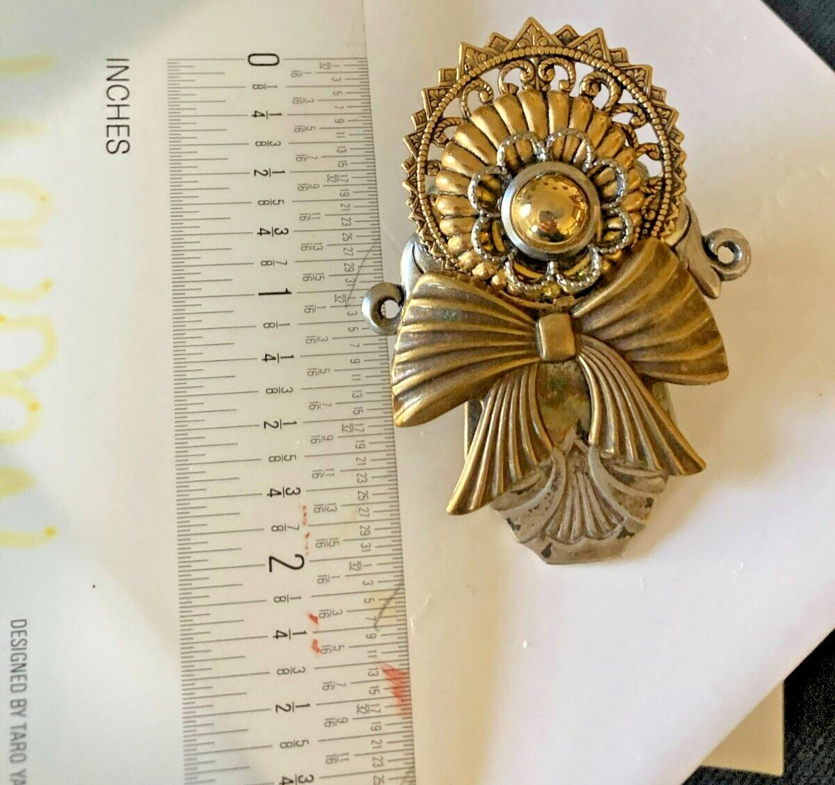 Pendant/Pin Repurposed Silver Flatware Mixed Metals Vintage 80’s Piece
