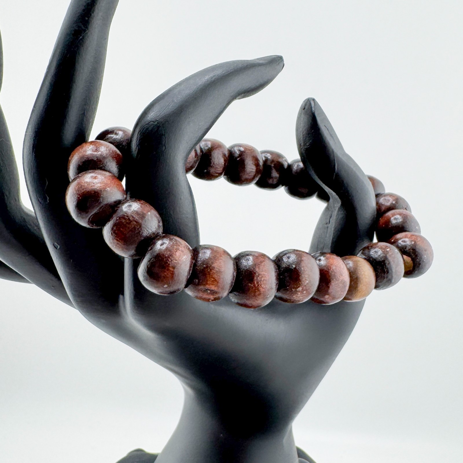 Wood Bead Bracelet 2 Set Stretch Stack Boho Quote “Beautiful Mindset” Earthy