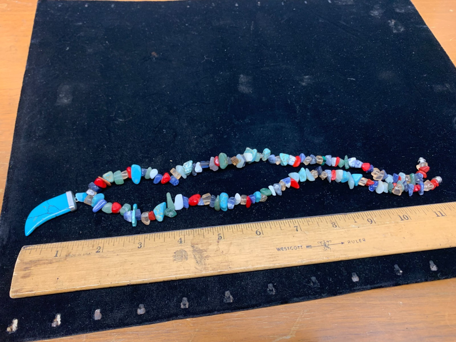 Turquoise & Coral Bead Multi Stone Nuggets Southwestern Style Necklace
