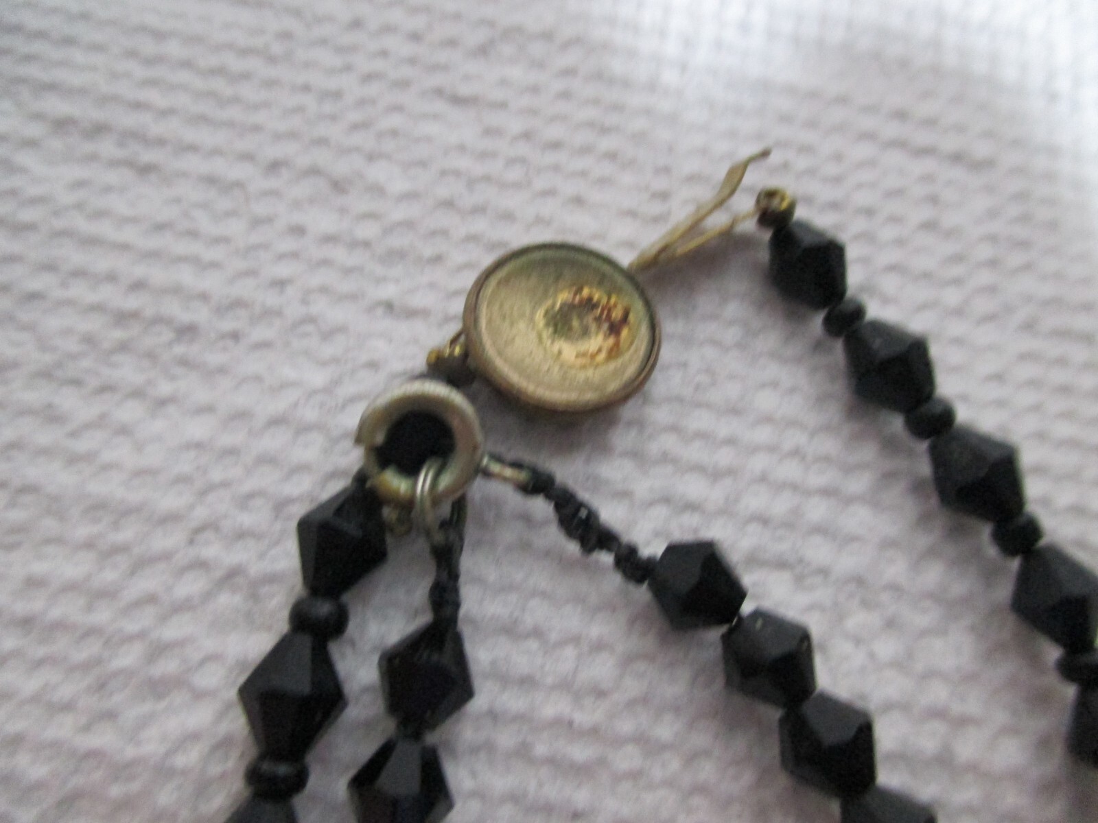 Vintage Jet Black Art Deco Lozenge Shape Beads Choker Necklaces Lot 2