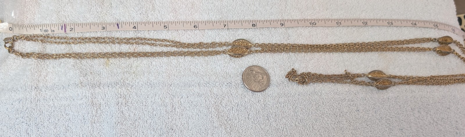 Vintage Monet Gold Tone 54″ Chain with Fancy Filigree Links