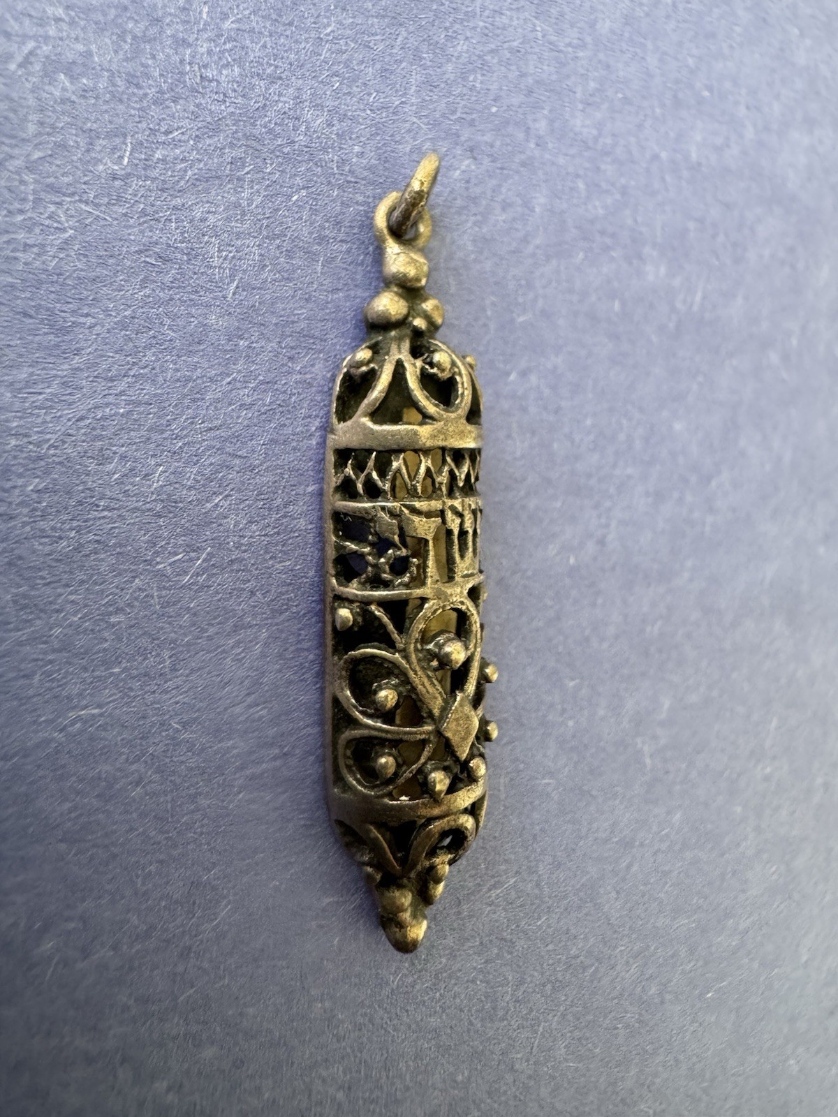 Antique 1900s RARE Judaica Sterling Silver Mezuzah Pendant Hebrew Scroll Amulet