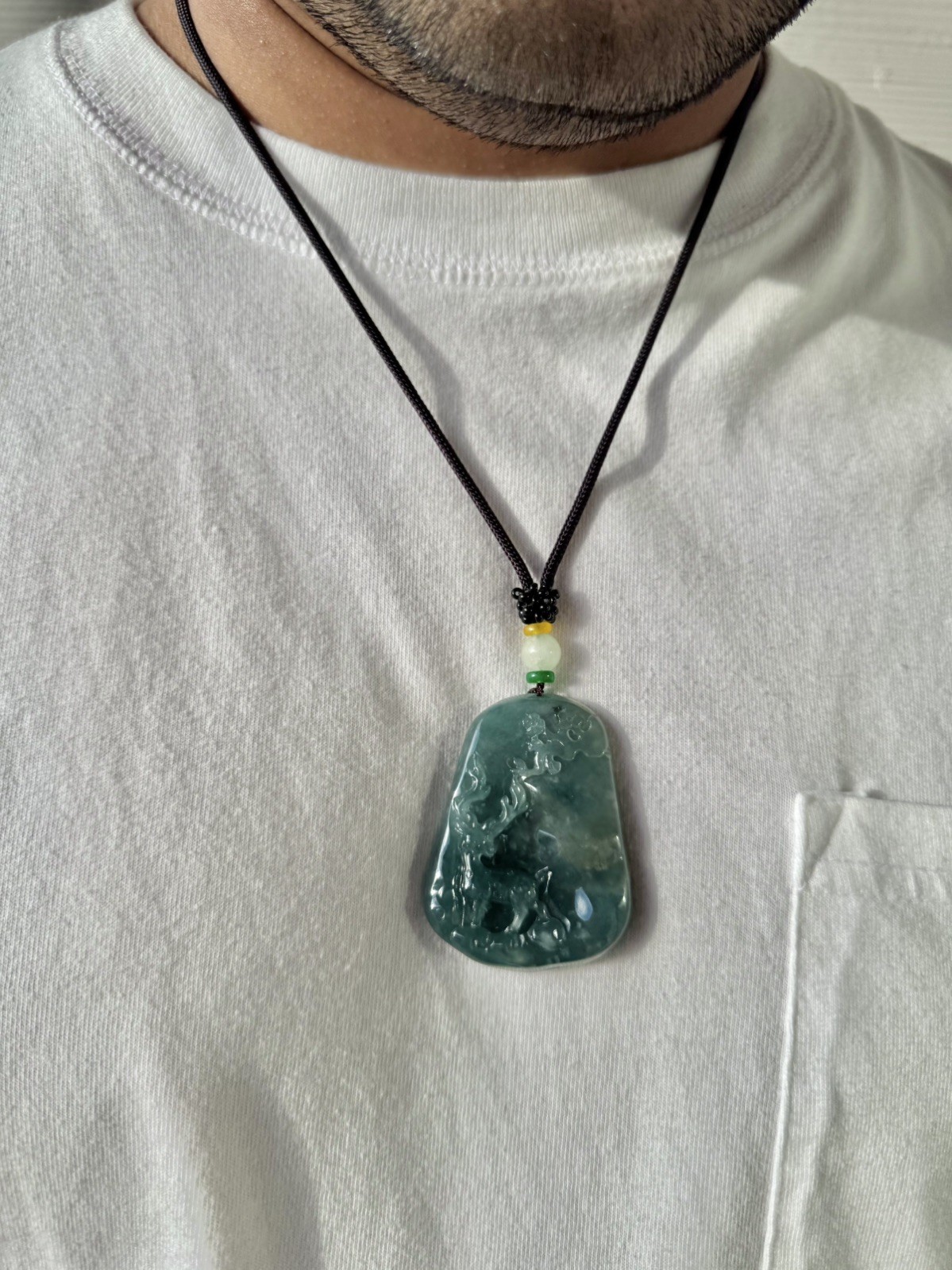 Guatemalan Blue Green Jadeite Jade Pendant Translucent High Quality (Deer)