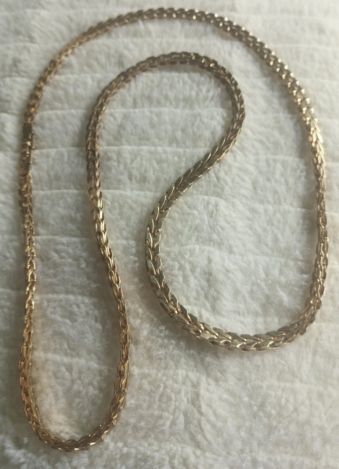 Vintage 10k Gold Plated Flat Spiga Wheat Franco Foxtail Chain Necklace 30″