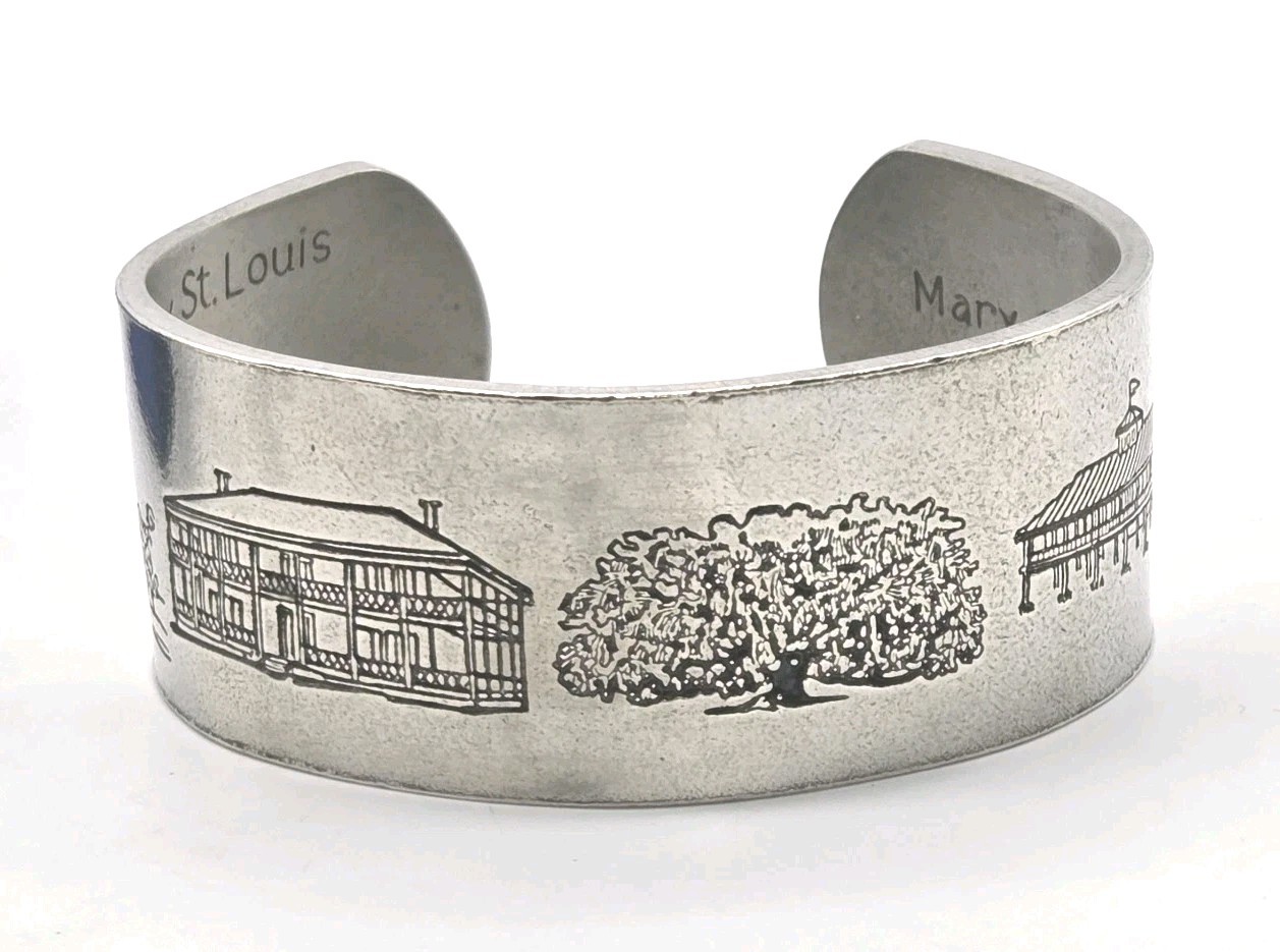 Salisbury Pewter Cuff Bracelet MS Gulf Coast Landmarks In Box Martin Miazza’s