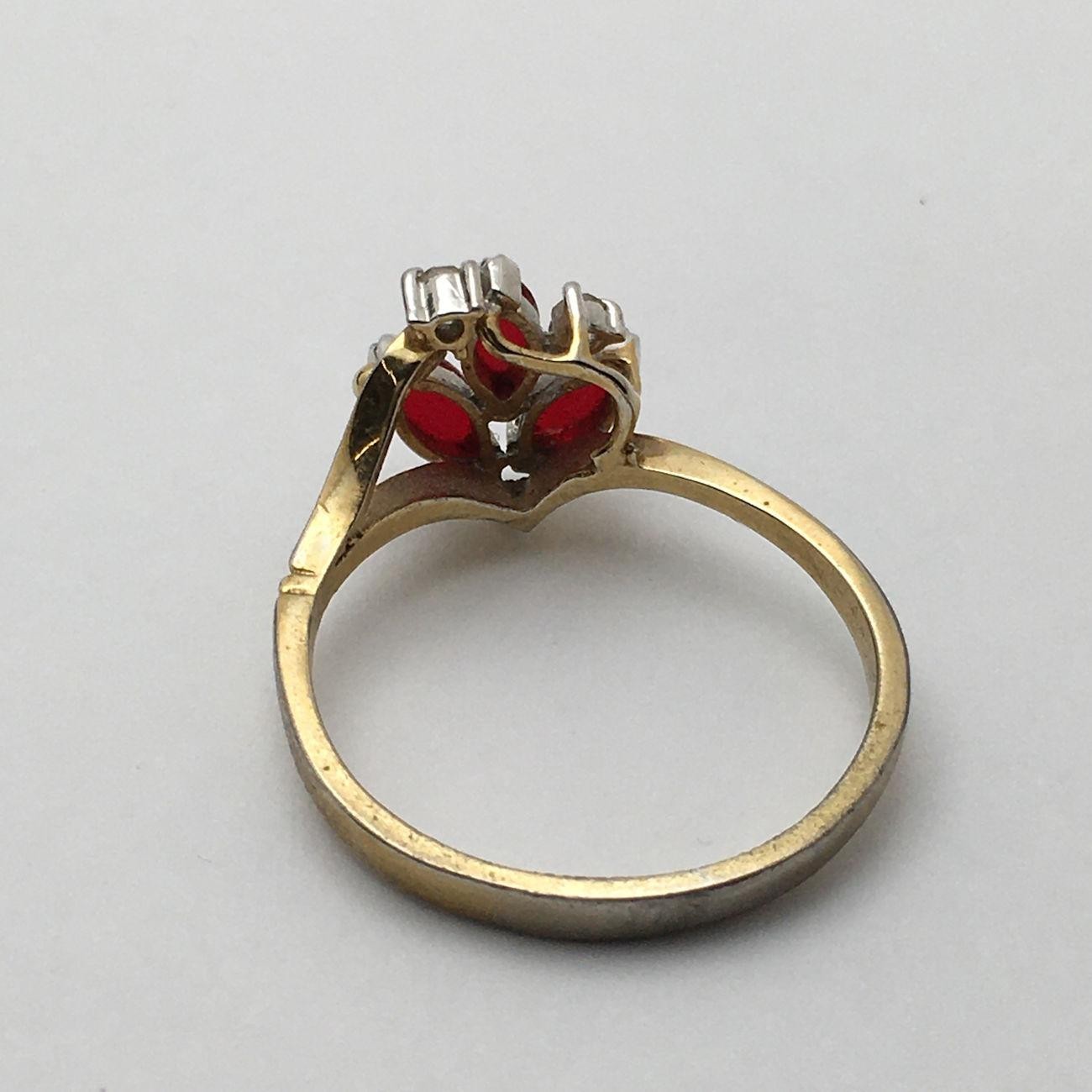 14k GE Gold Filled Red & Clear Stone Ring