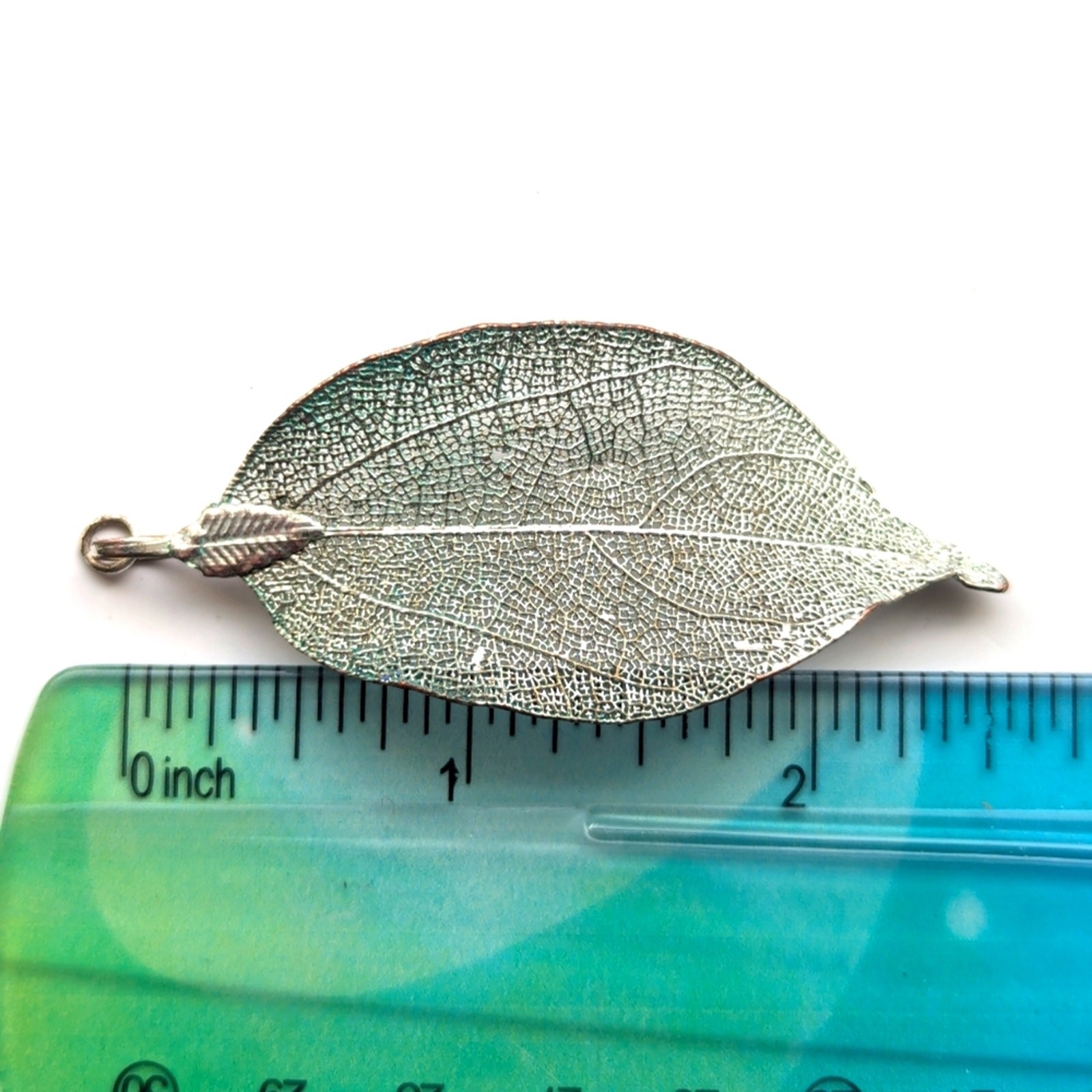Vintage Silver Tone Beech Real Leaf Nature Natural Boho Outdoor Pendant