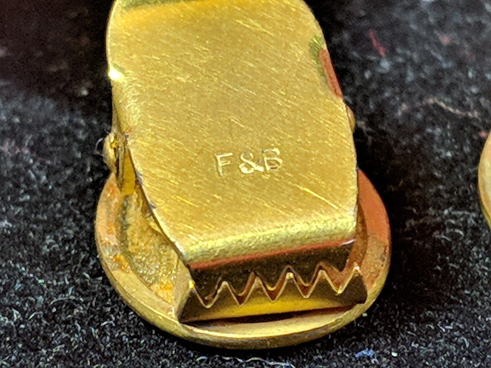 Antique Foster Bailey F & B Tie Clip Estate Engraved Initial Cuff Links Insignia