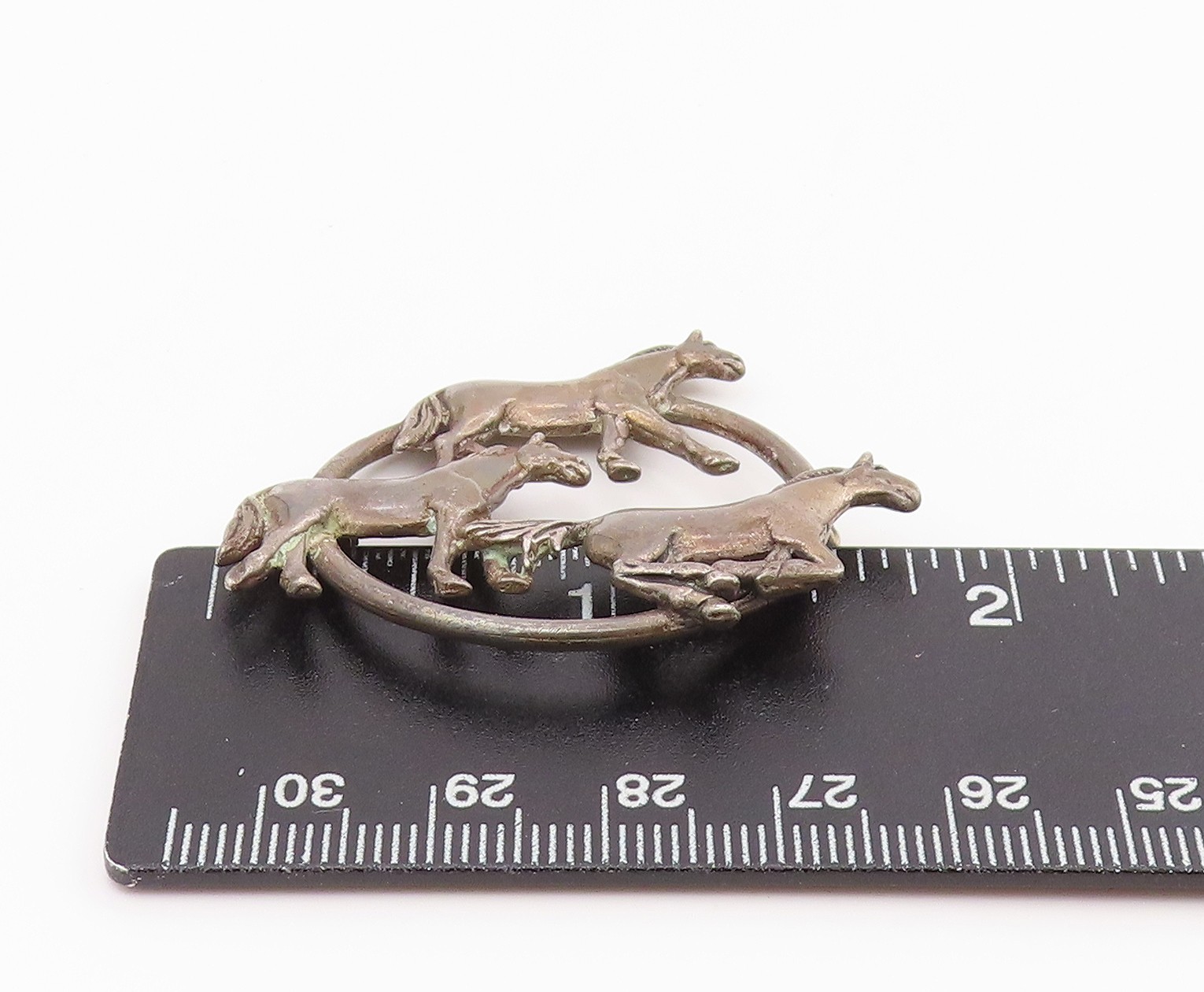 925 Sterling Silver Vintage Brooch Pin HAND & HAMMER Running Horse Trio BP12180