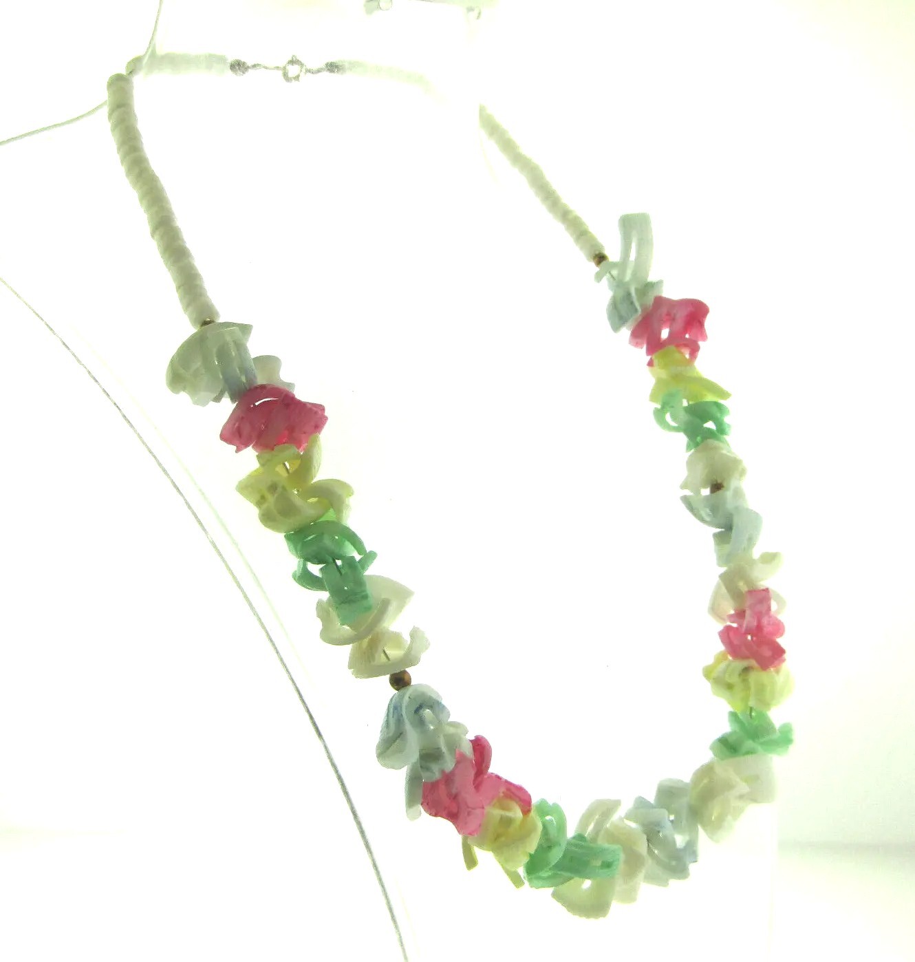 Puka Shell Necklace in Pink and Green 16.75 inch