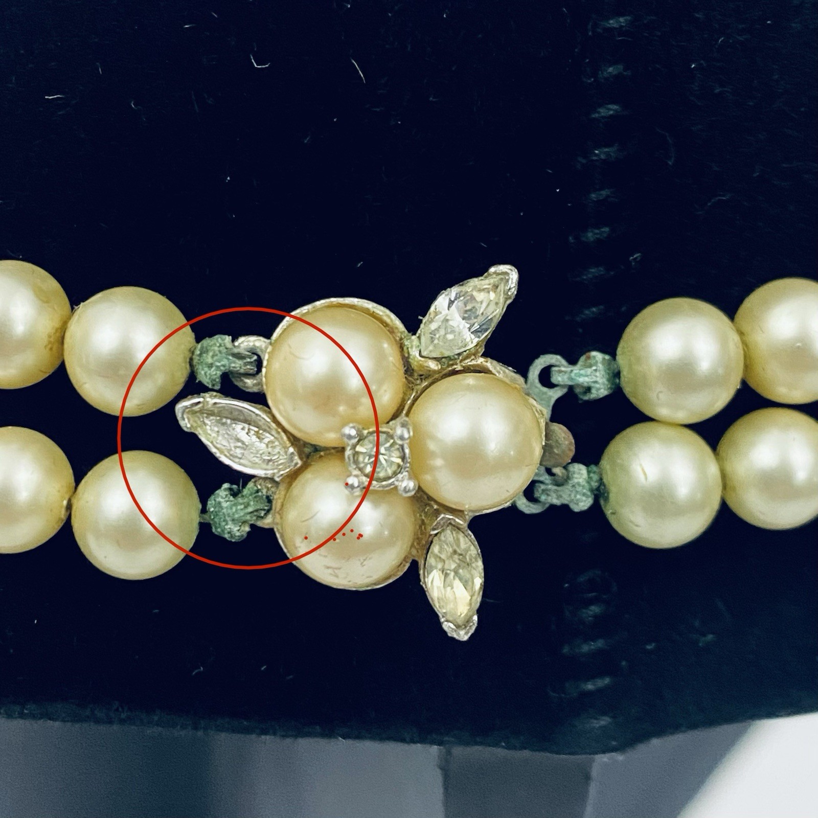 Vintage 18″ Deltah Simulated Pearl Necklace Double Strand 6.5 mm with Case