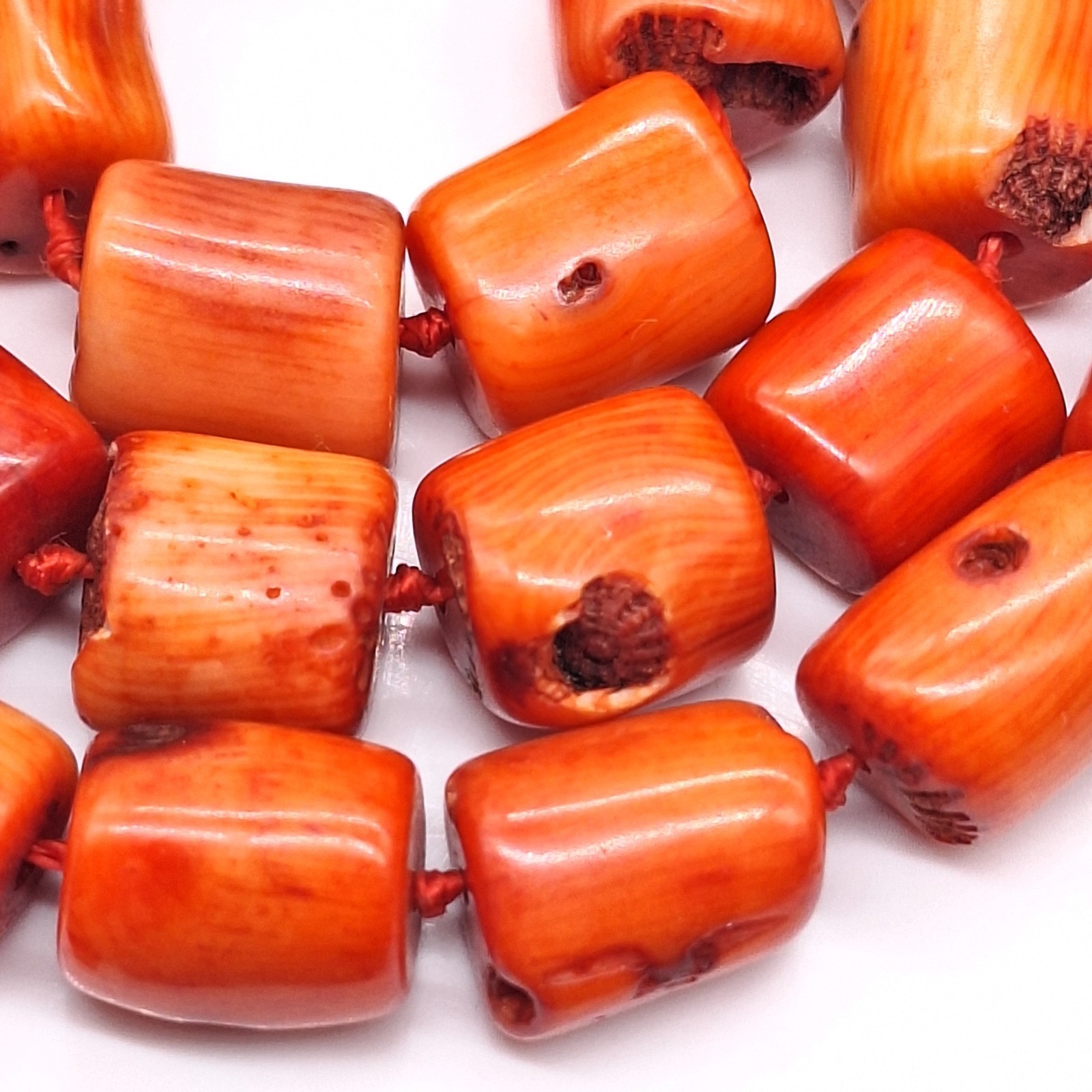 Vintage 91g Thick Natural Genuine Salmon Red Coral Beads Necklace