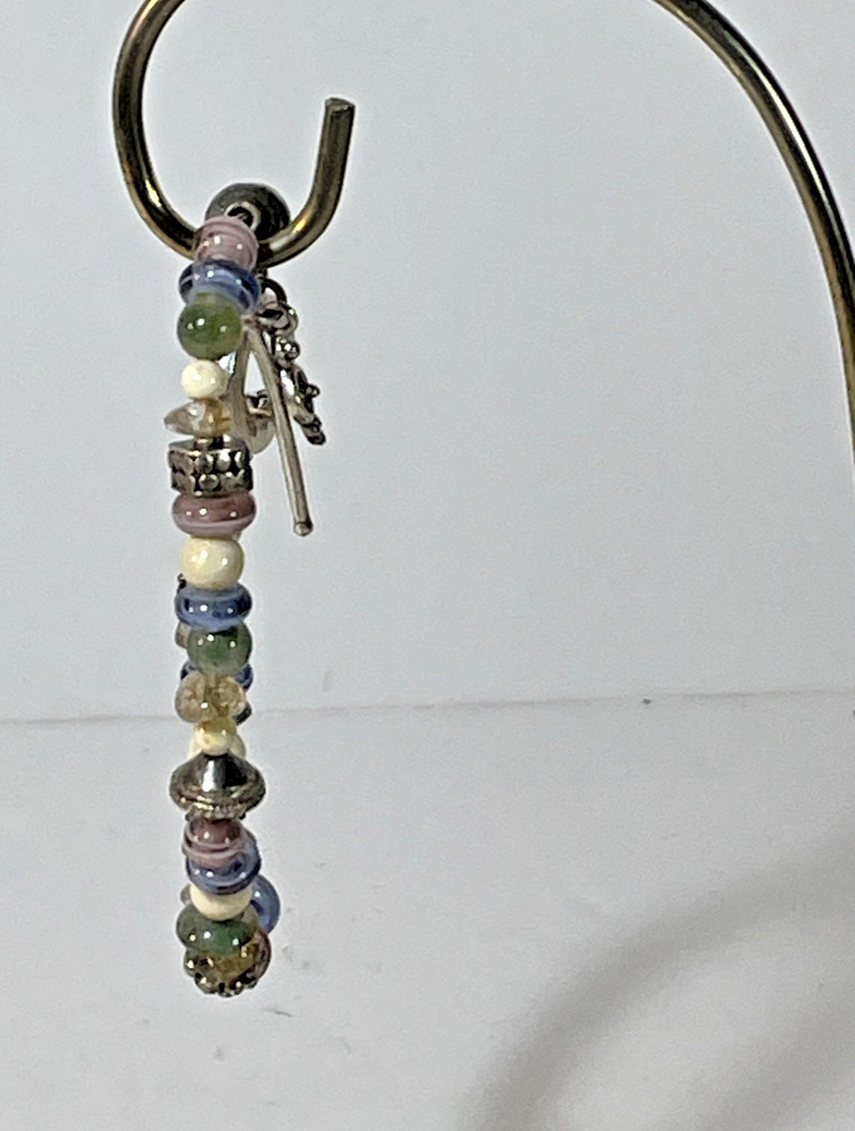 Vintage Sterling Silver Pastel Colors Beaded Bracelet Southwest Toggle Clasp 8″