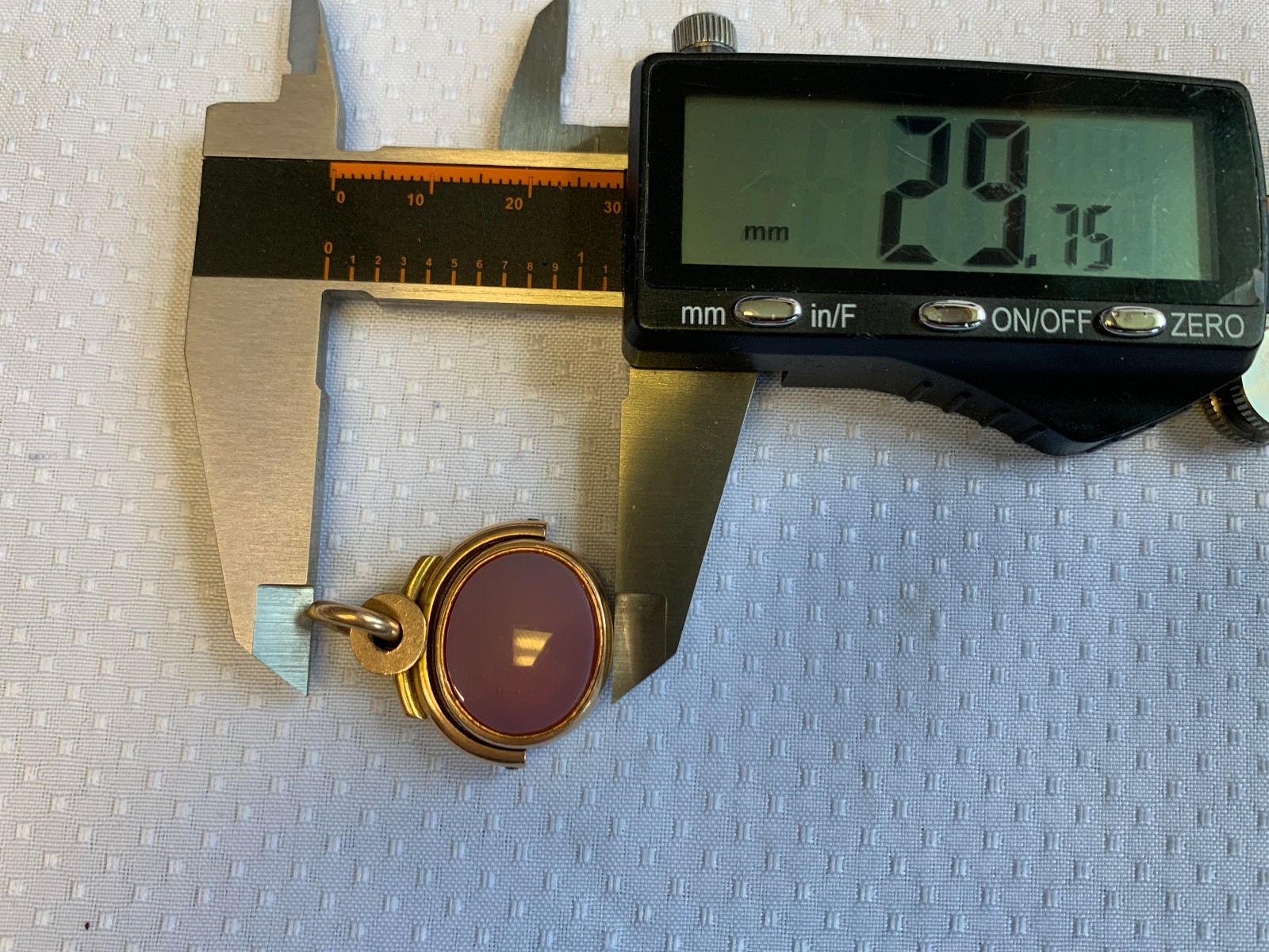 Antiq Yellow Gold Pocket Watch Fob Rotating Pendant Bloodstone Carnelian 10.19g