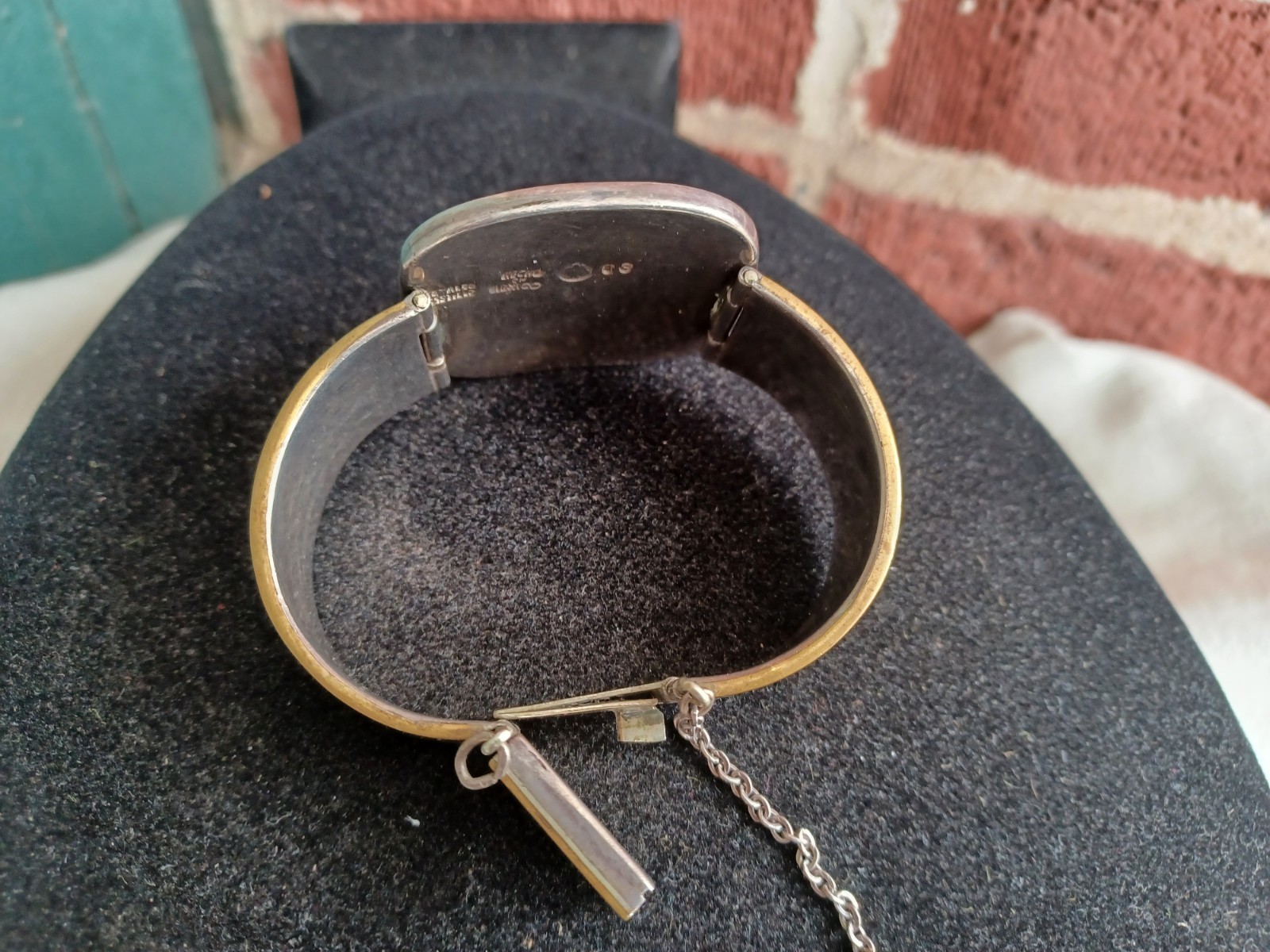 VINTAGE MODERNIST LOS CASTILLO METALES MEXICAN MIX METAL SILVER PARROT BRACELET
