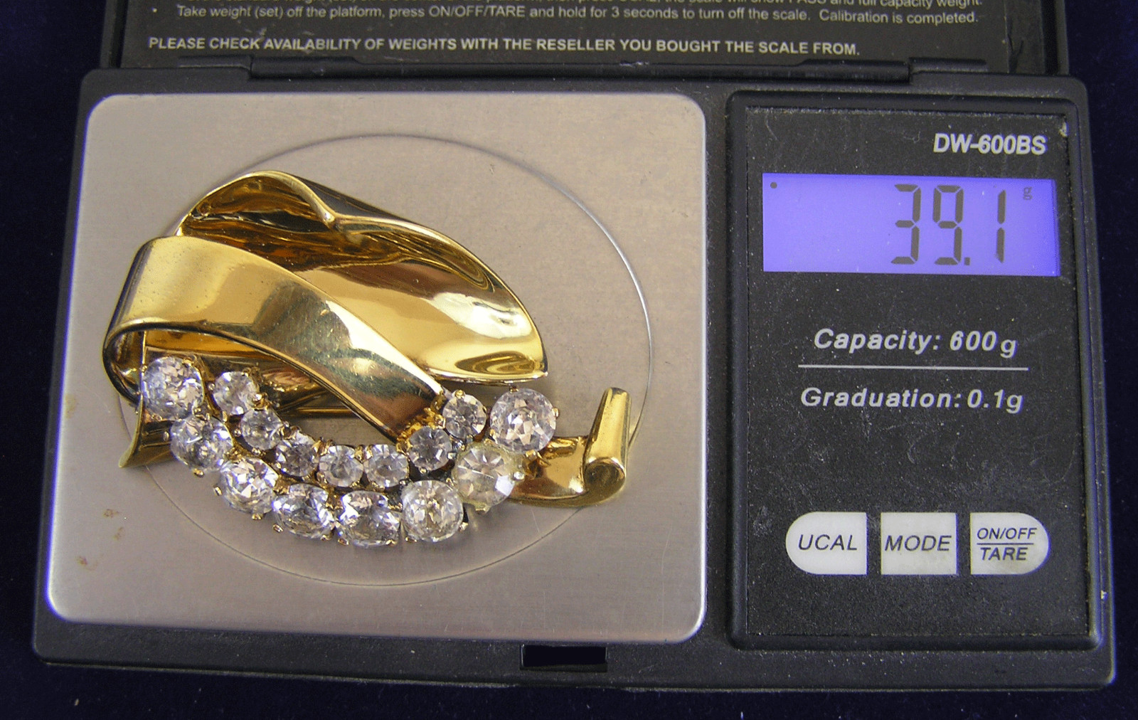Sterling Gold Wash Clear Rhinestone Art Deco Fur Clip Brooch Pennino?