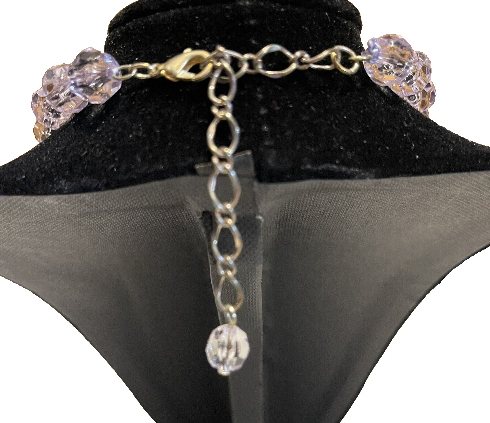 Purple Acrylic Crystal look Necklace Fashion Jewelry VTG 21″ BM