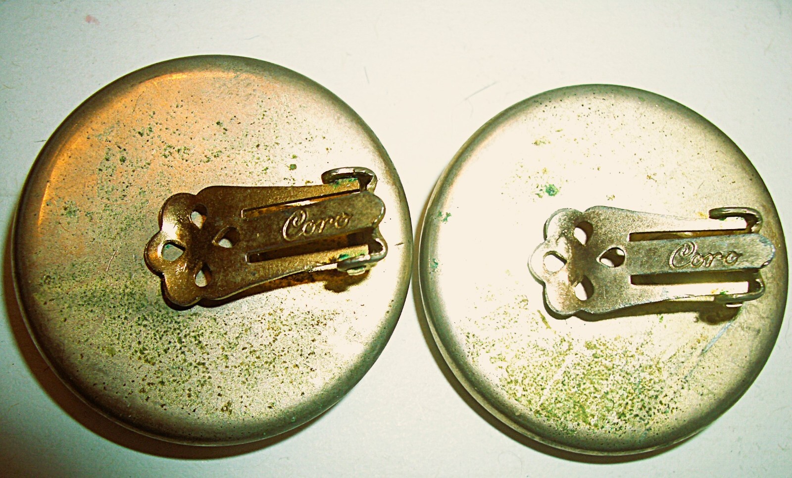 Antique 1919 Coro Script Gold Faux Fur Leopard Rhinestone Pin/Clip On Earrings