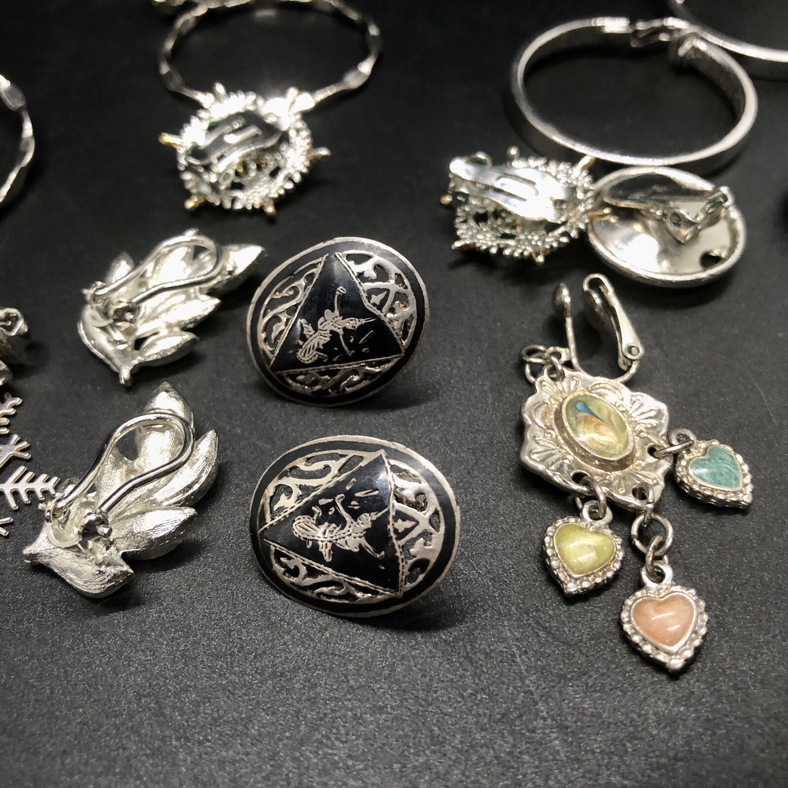 Large Lot Vintage Silvertone Earring Sets Delta Monet LH Segal Avon Unbranded B2