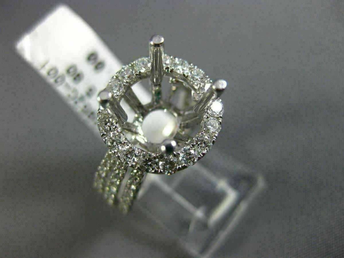 ESTATE LARGE 1.52CT DIAMOND 14KT WHITE GOLD 3D HALO SEMI MOUNT ENGAGEMENT RING