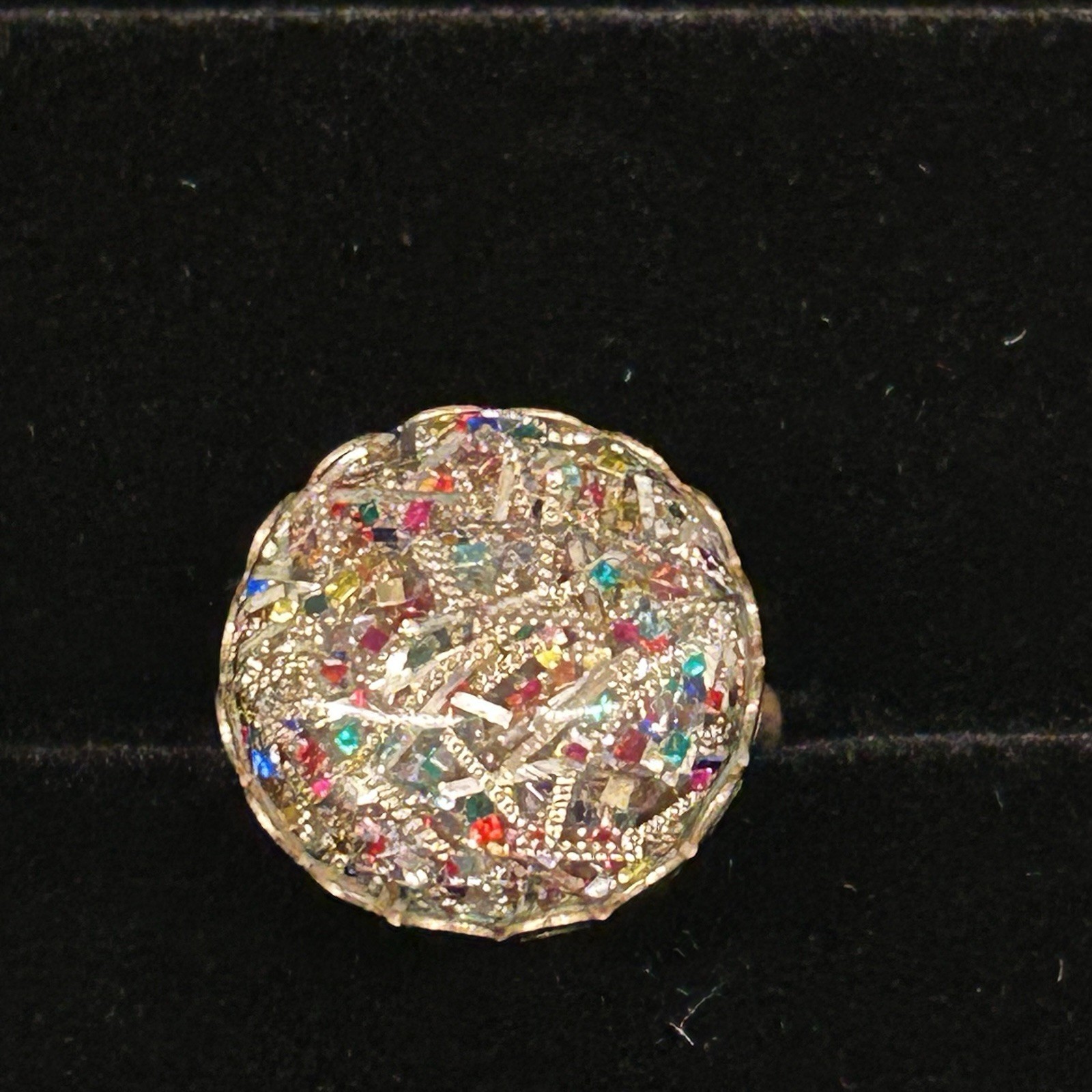 SARAH COVENTRY Multicolor Confetti Adjustable Ring w/ Matching Clip On Earrings