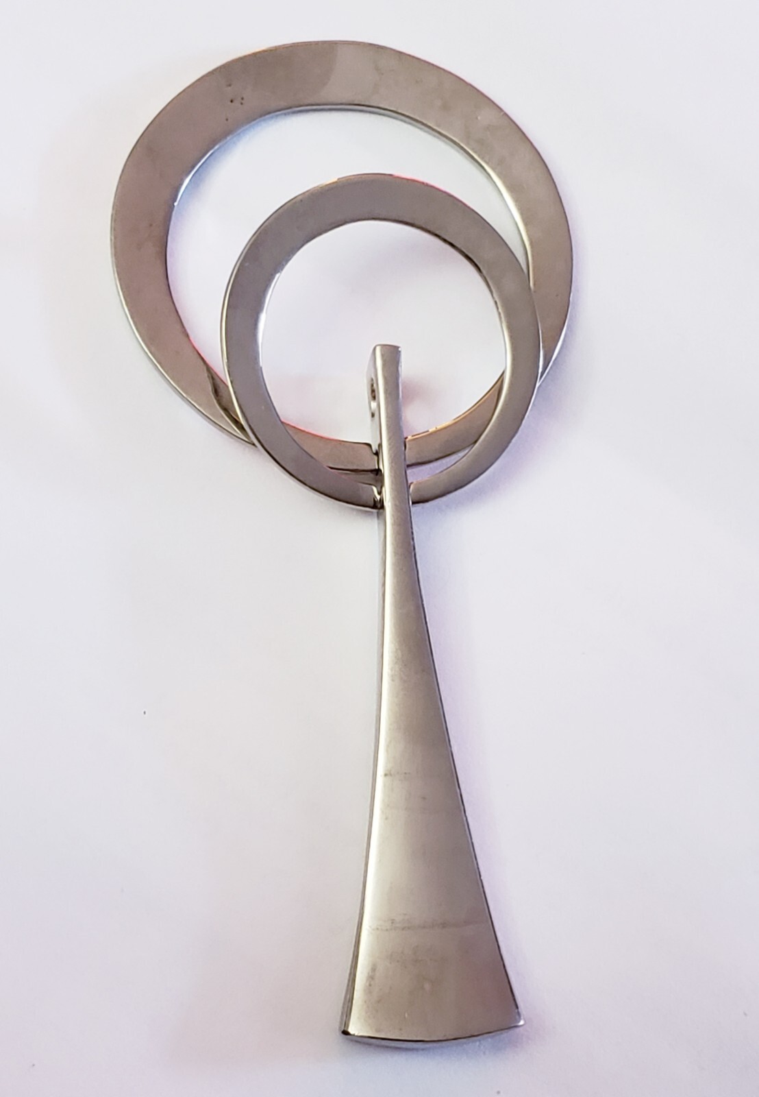 Vintage Modernist Abstract Silver Tone Moveable Large 2 1/2 Inch Pendant 32gms