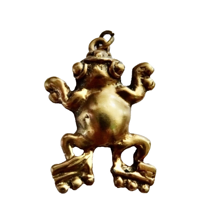 fROG PENDANT GOLD TONE ALVE STUDIOS VINTAGE MESOAMERICAN STYLE JEWELRY neocurio