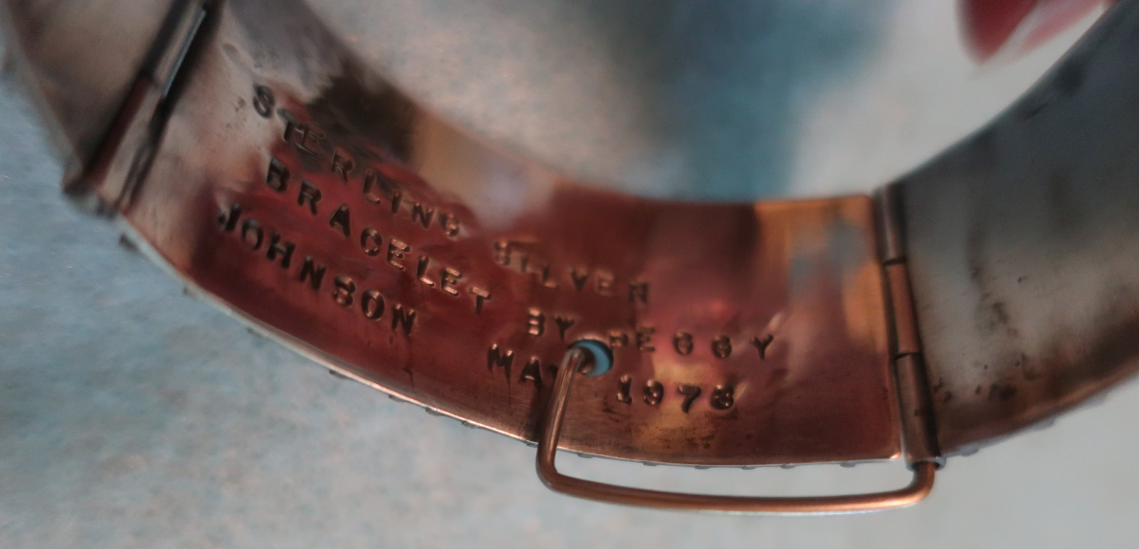 Vintage Segmented Sterling Cuff Bracelet; Made in USA by Peggy Johnson, May 1978