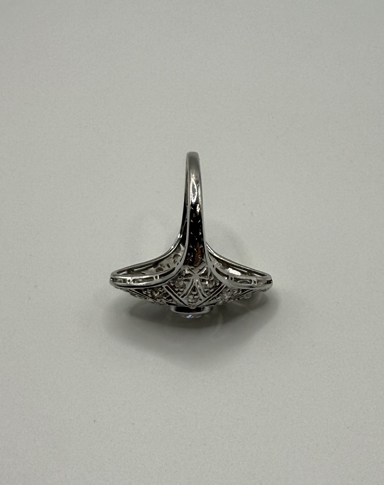 Antique Art Deco Edwardian Platinum & Diamond Ring – Filigree Old European Cut