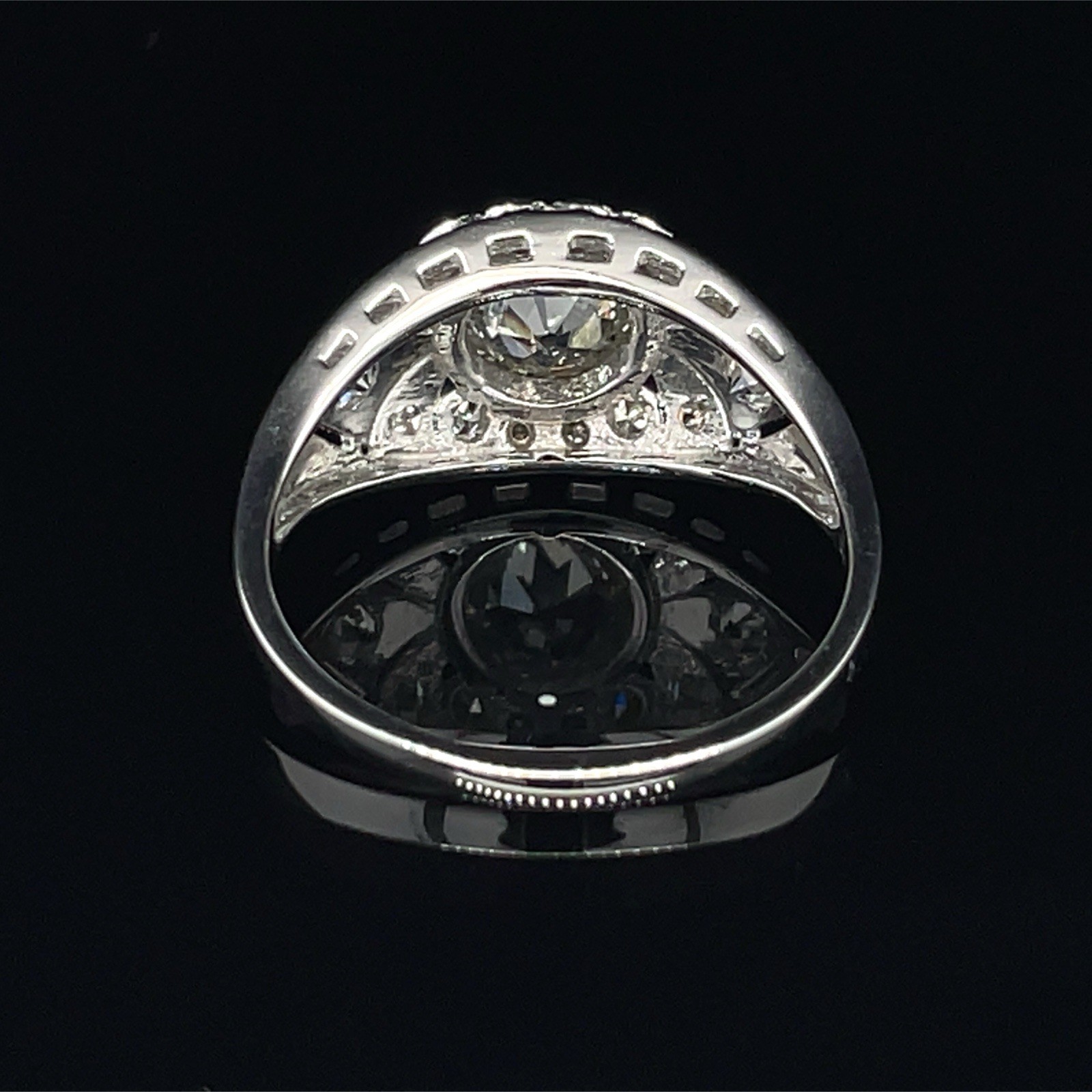 Vintage 1.00 Ctw Old European Cut Bezel Set Diamond Ring 14K White Gold