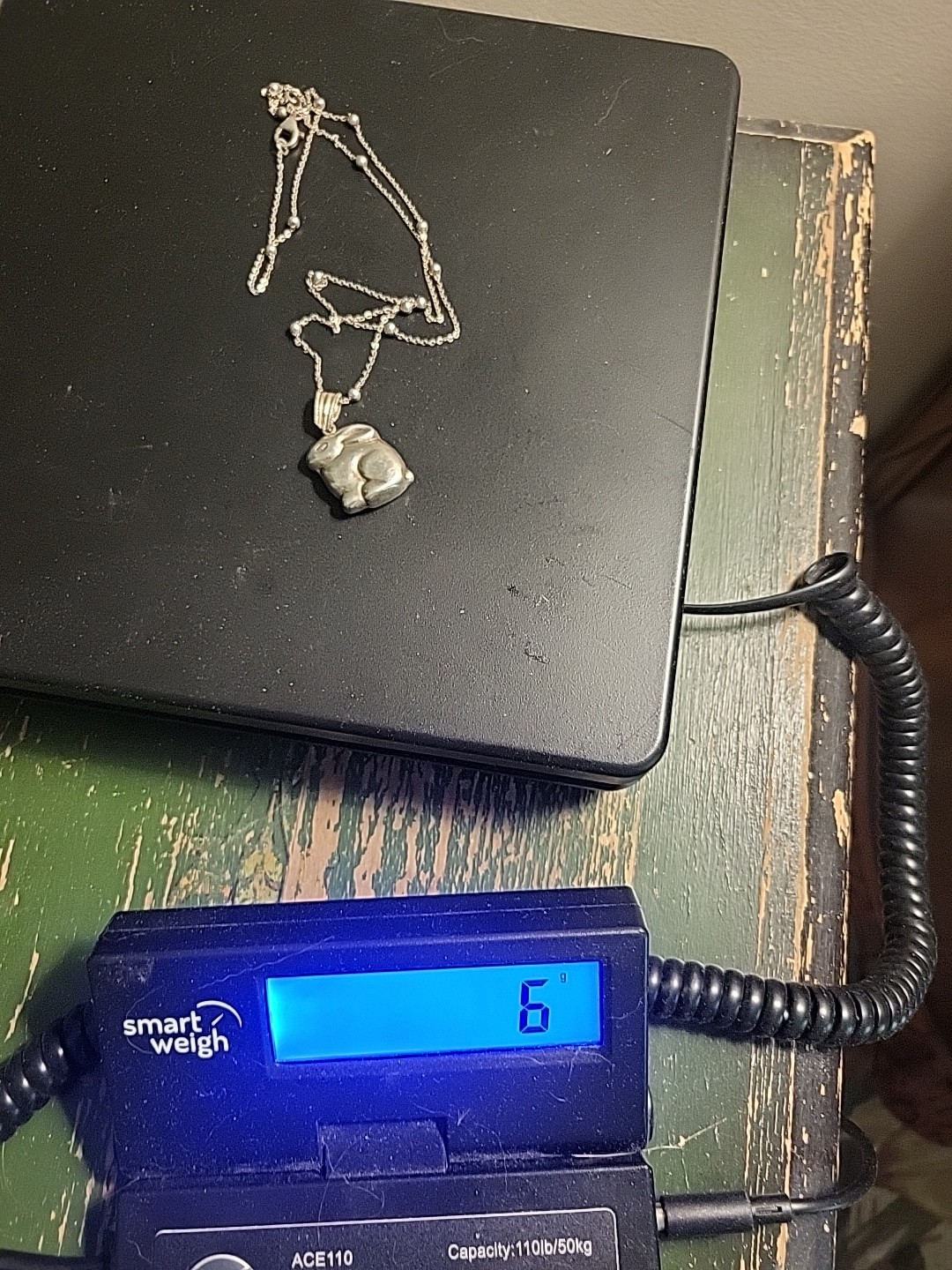 Vtg Sterling Silver 925 Puffy Bunny Rabbit Pendant 24″ Necklace Saturn Station