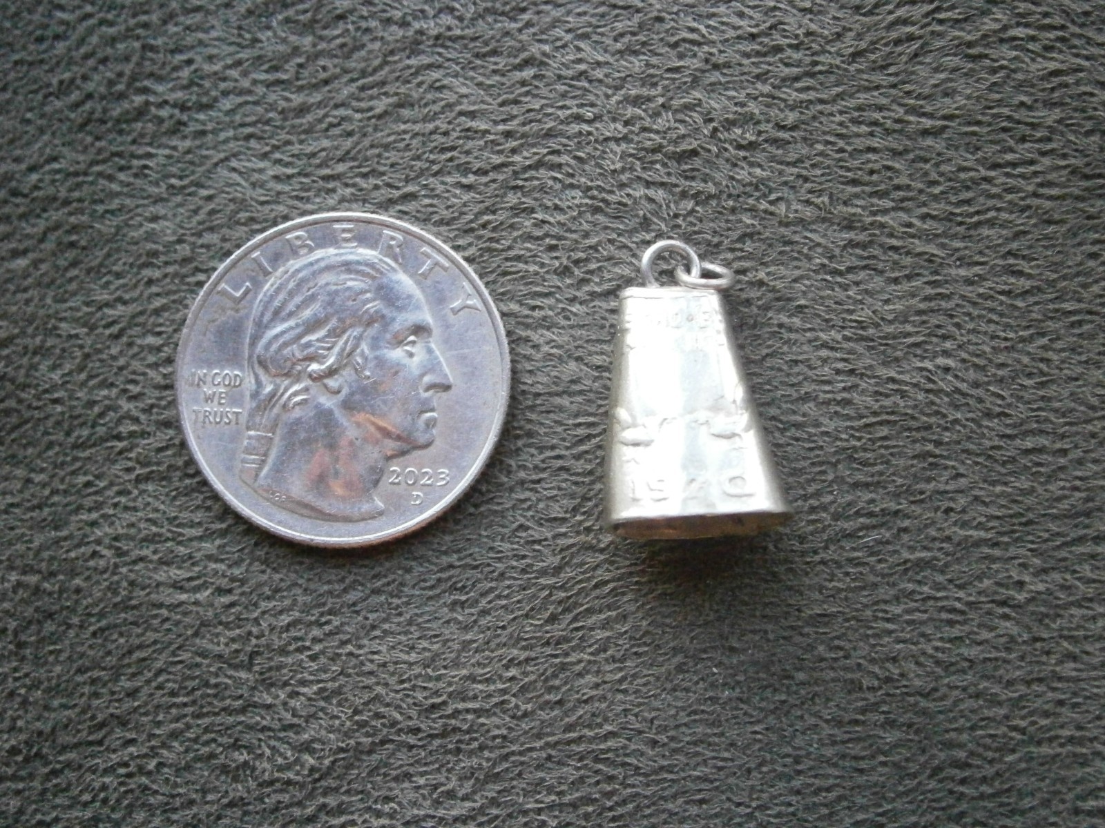 Sheep Cow Bell No Clapper Vintage Mexico Silvertone Bracelet Charm Pendant 1.5g