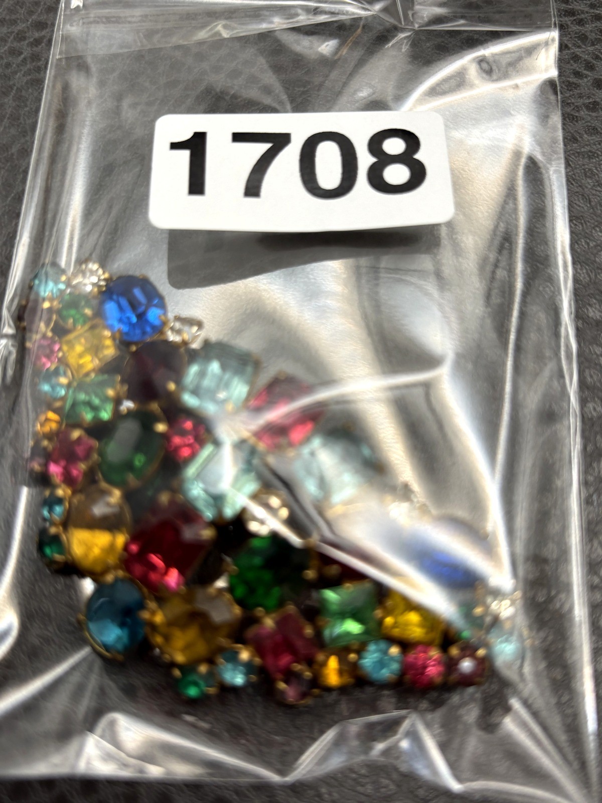 VTG Large Fruit Salad Multicolor Austrian Crystal Glass Rhinestone Brooch Pin