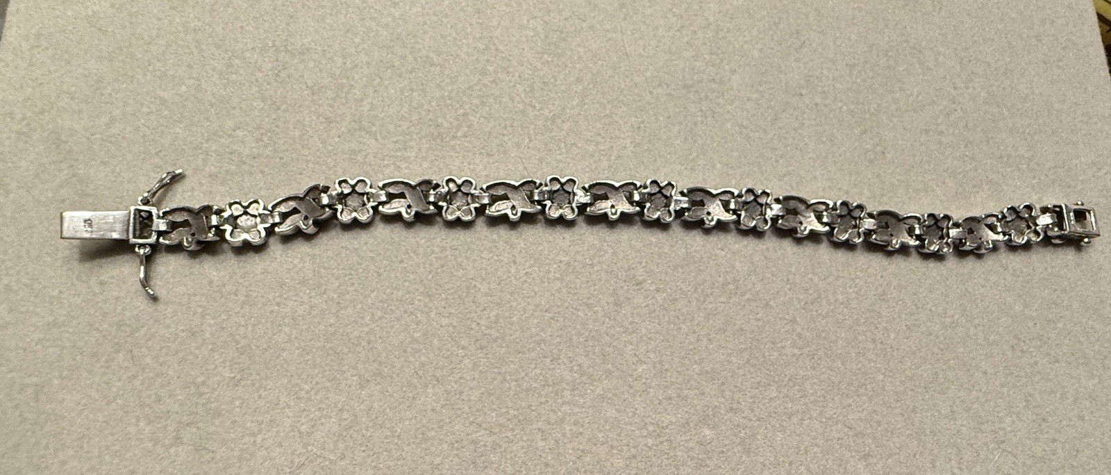 Vintage Signed DBJ 925 Sterling Silver Marcasite Floral Link Bracelet 17.4g QVC