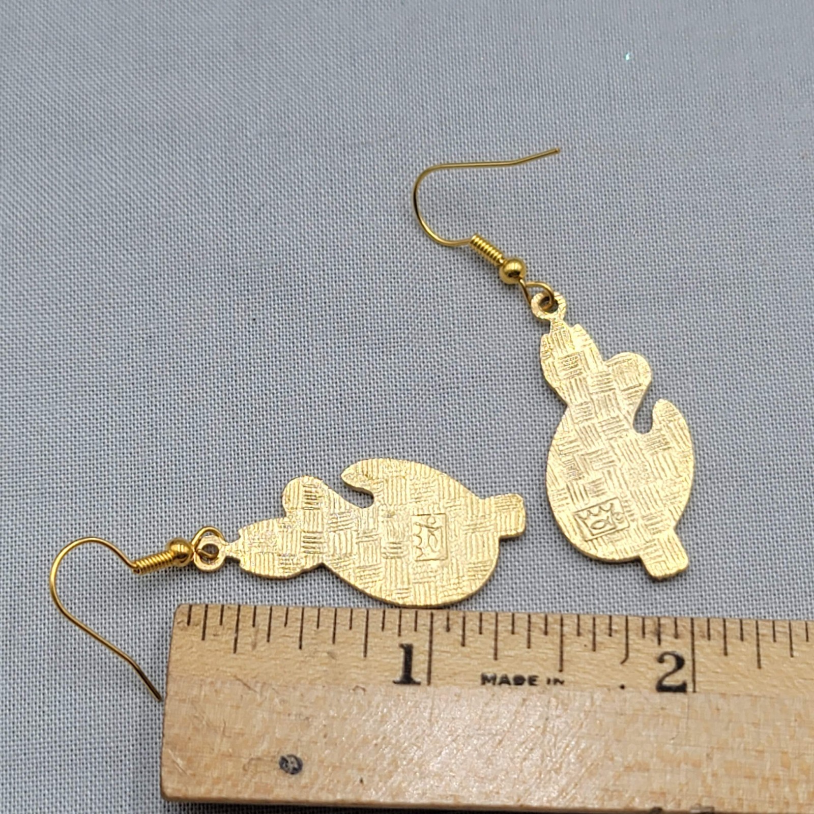 Vintage Artist Palette Cloisonne Enamel Pierced Earrings Gold tone Dangle 1.25″