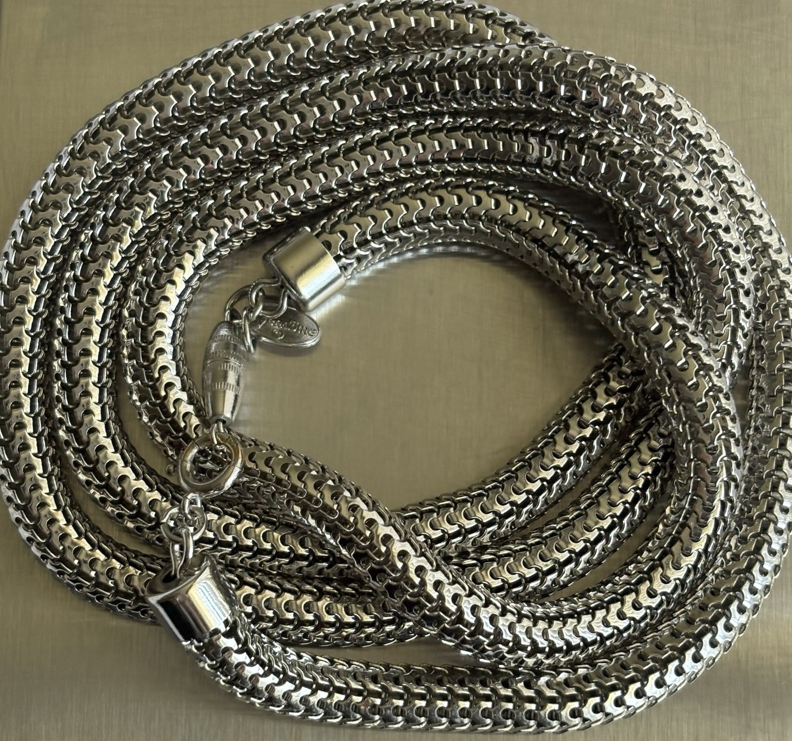 Vintage Vendôme Mesh Chain Silver Tone 36in Necklace 9mm wide 65.9g Statement